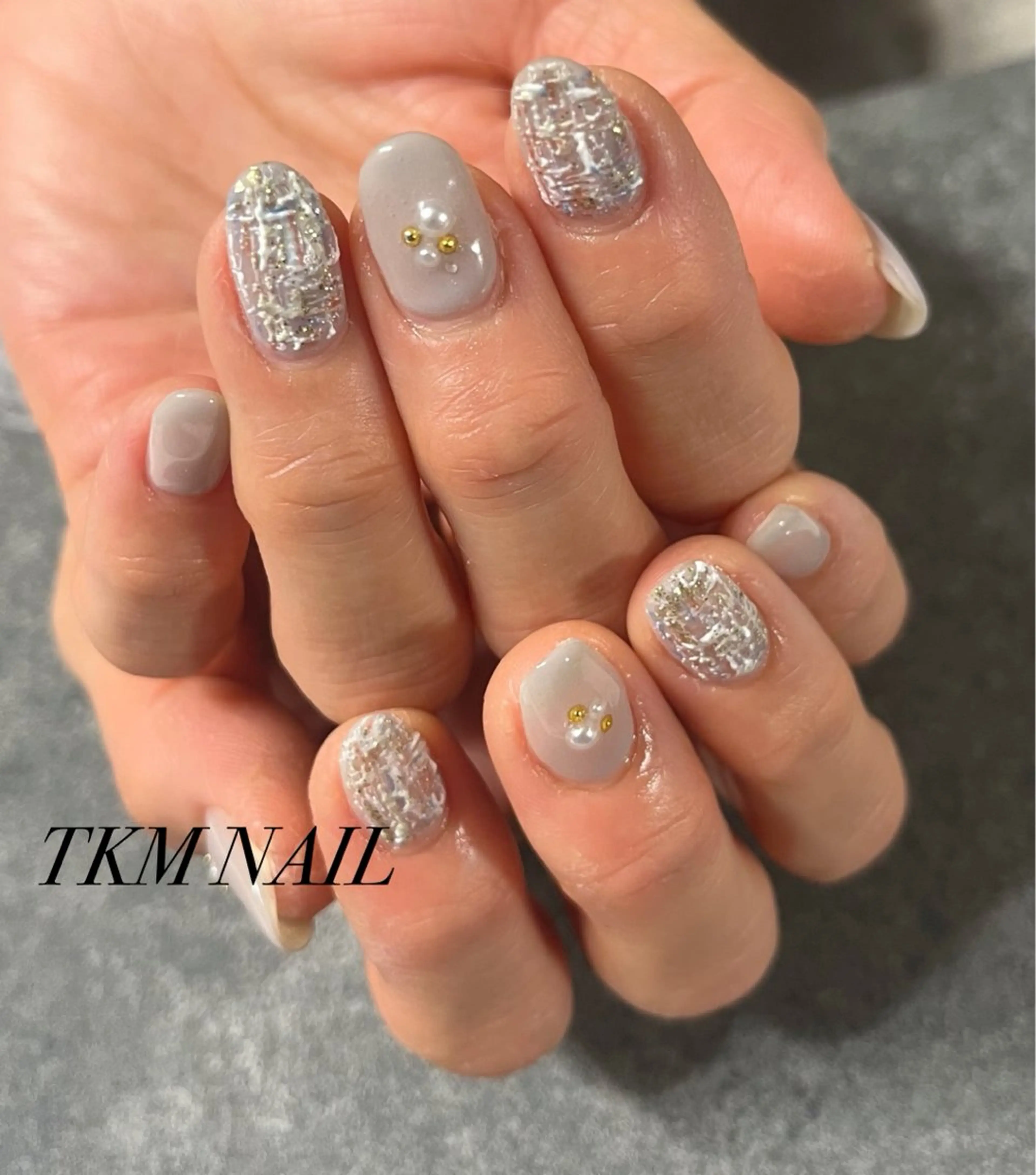 ネイル シンプルネイル ツイードネイル ______ TKM  NAILのネイルデザイン