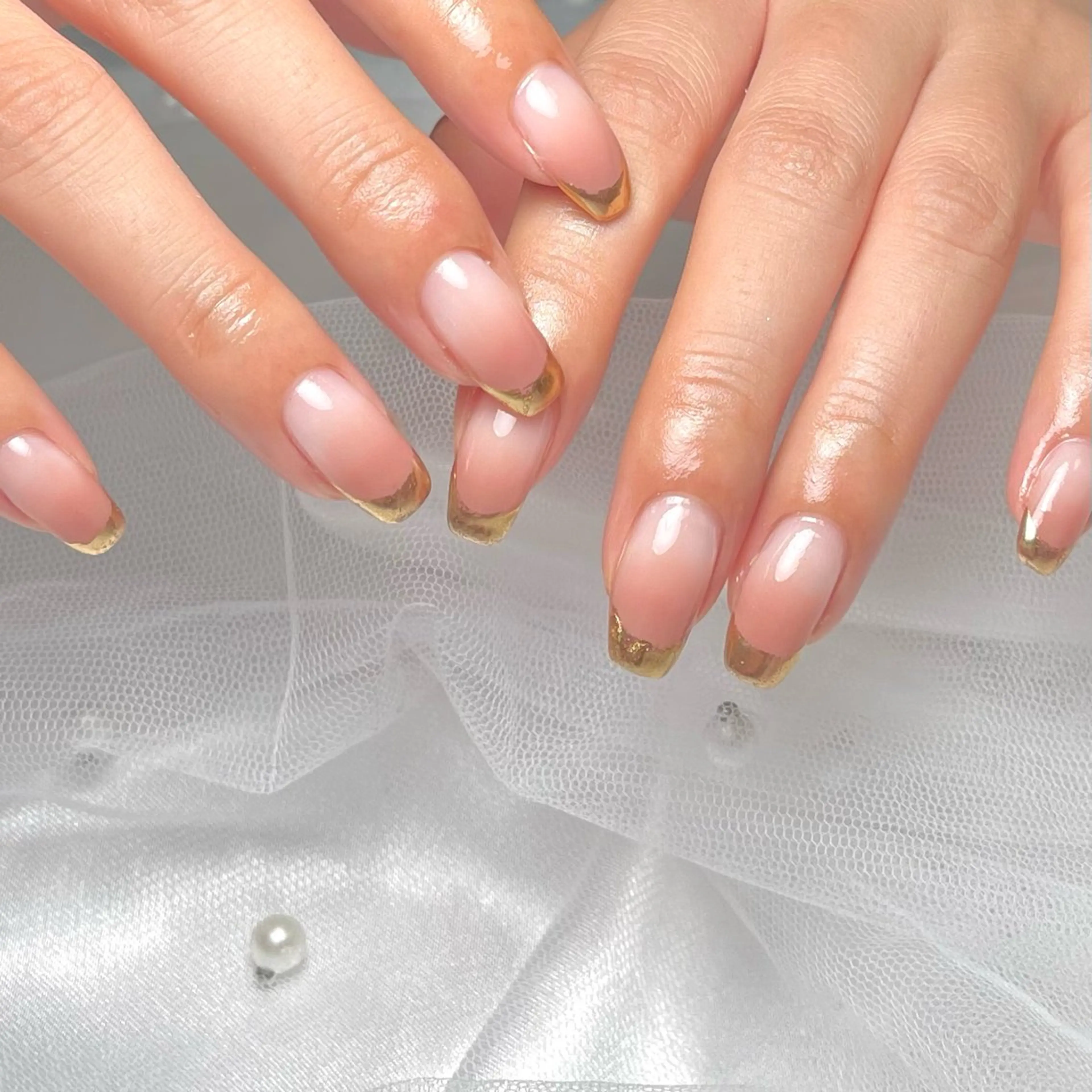 ネイル フレンチネイル グラデーション ミラーネイル ピンク COCO  NAIL所属・COCO NAILのネイルデザイン