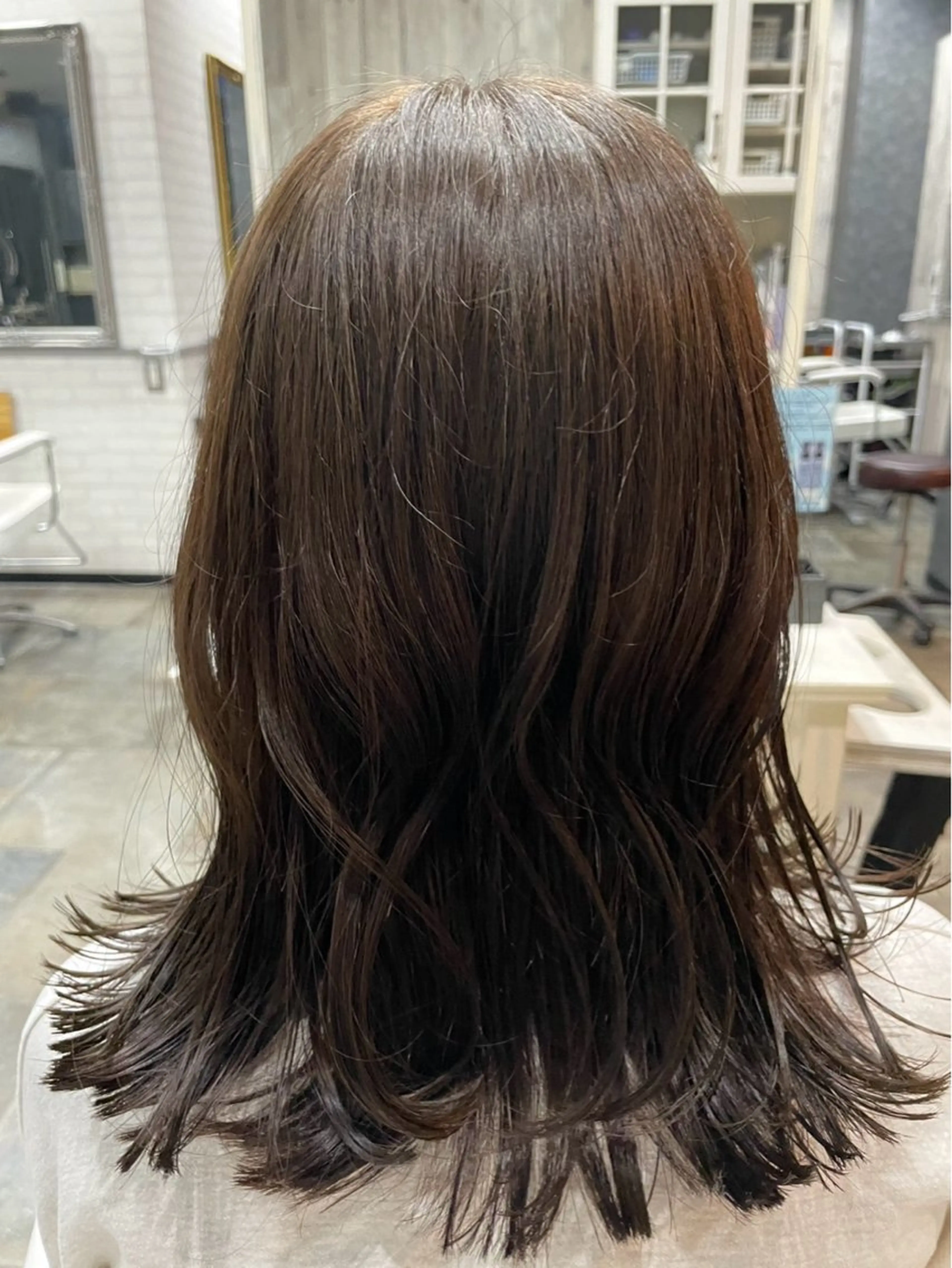ミディアム ボブレイヤー ミディアムパーマ ミストバング ボブ ハイライト カット ヘアカラー トリートメント The Apartment of Solon Citta 船橋609所属・髪質改善/美髪/個室 /マンツーマン/ハラのヘアスタイル