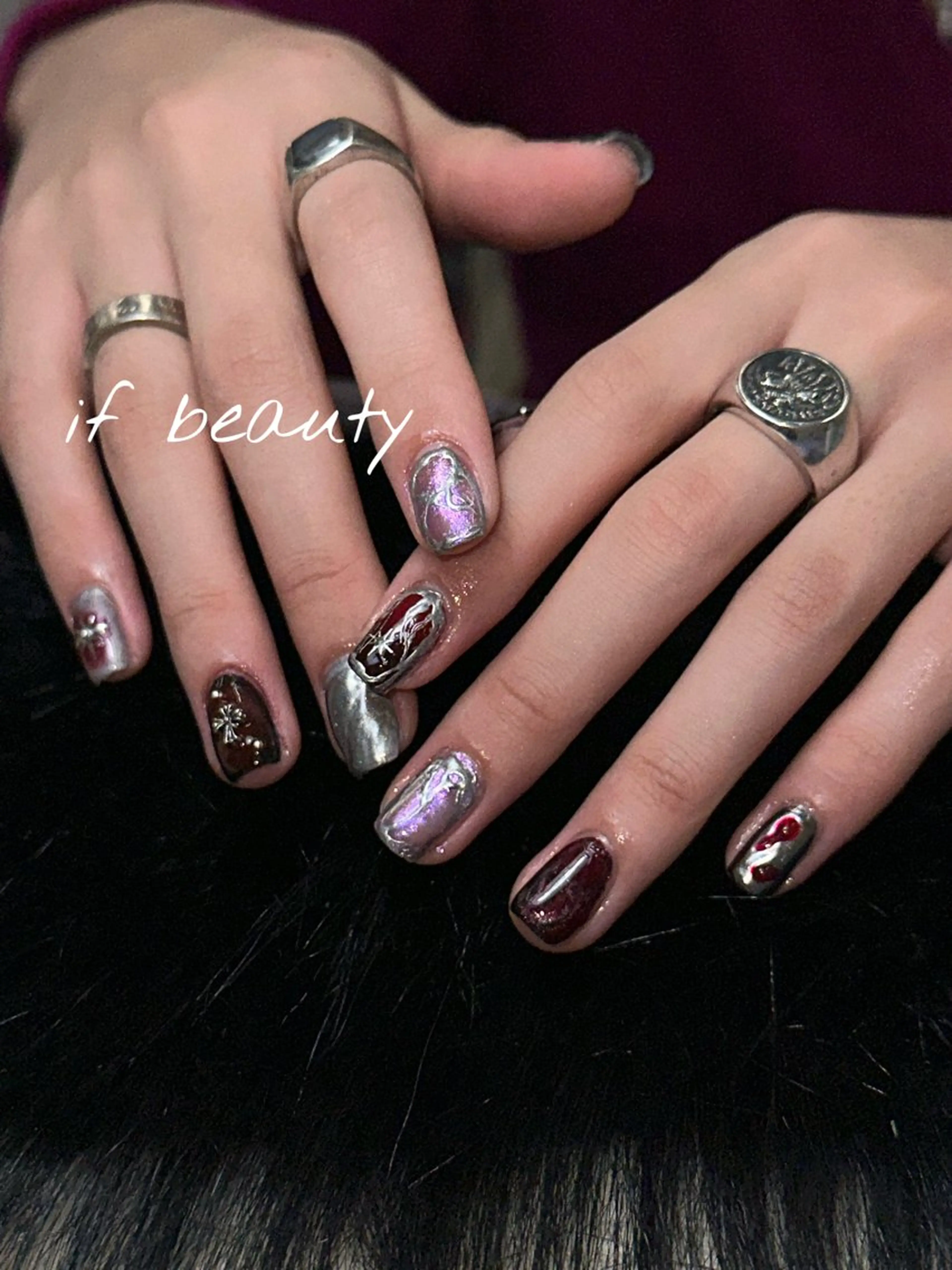 ネイル アートネイル キラキラネイル マットネイル メンズネイル if Hair＆Nail Salon所属・IKA /海外ネイル /個性派/ワンホンのネイルデザイン