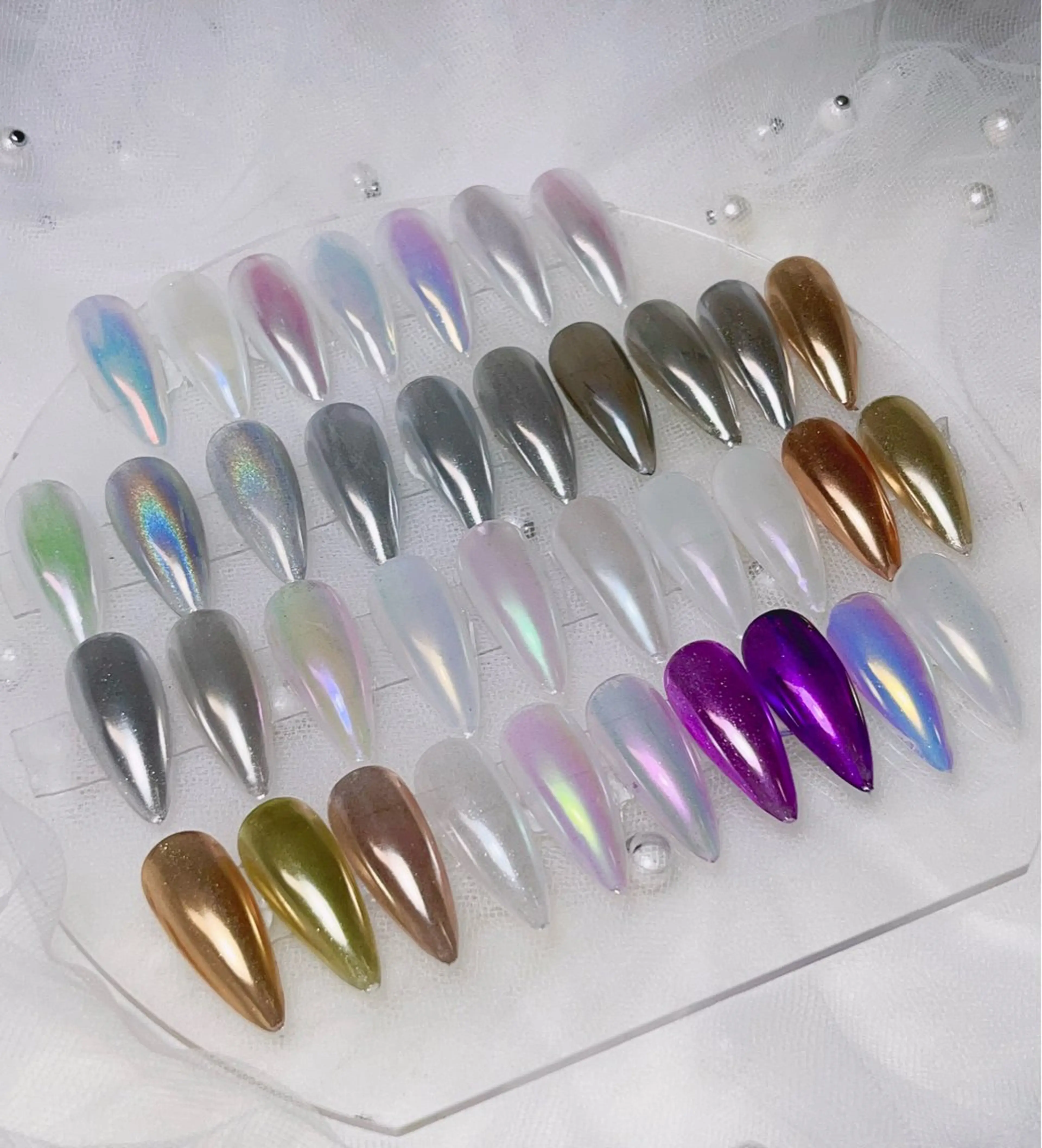 ネイル オーロラネイル ミラーネイル 夏ネイル Rs nail 新宿西口のネイルデザイン
