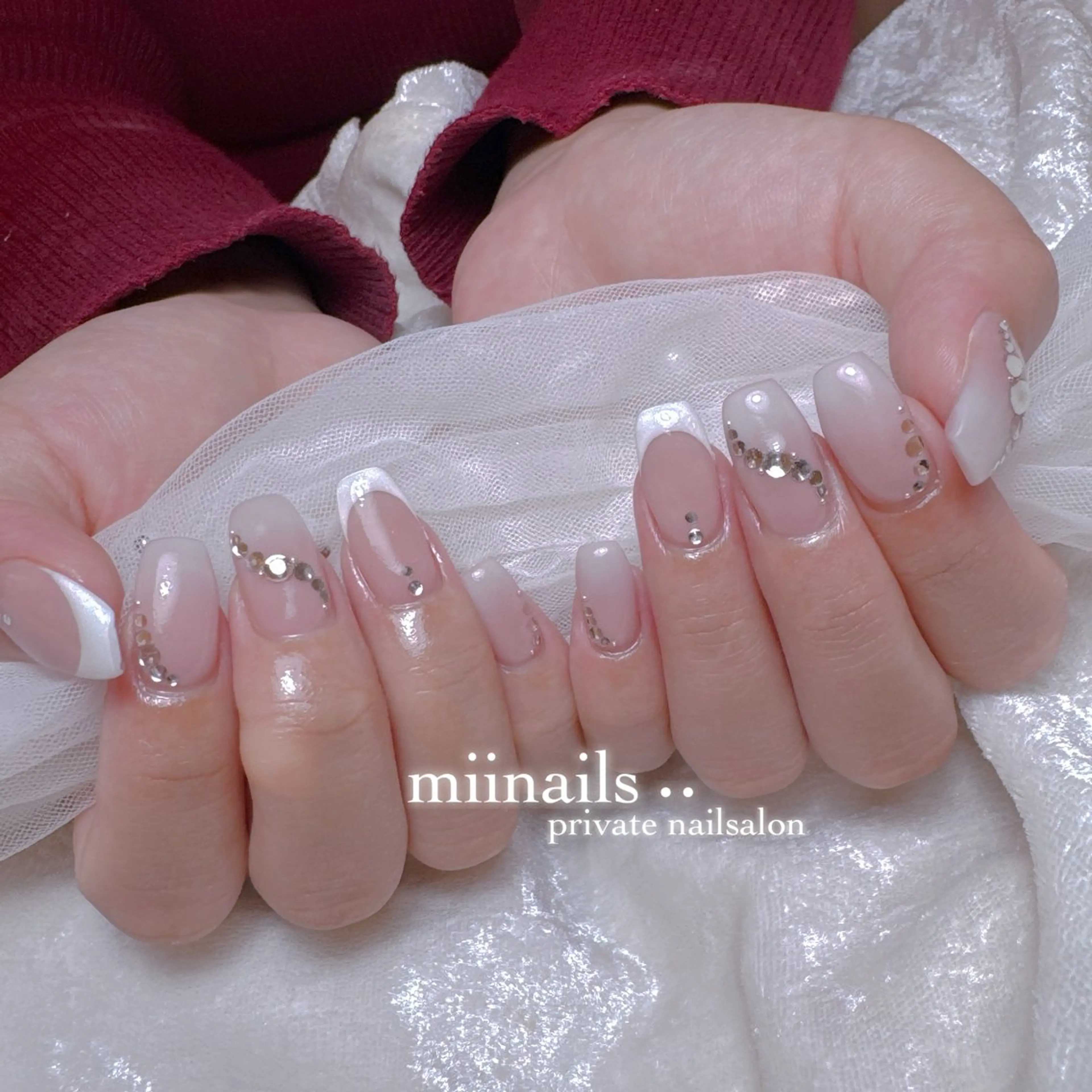 ネイル フレンチネイル 韓国ネイル ワンホンネイル ハンドネイル nailsalon miinailsのネイルデザイン