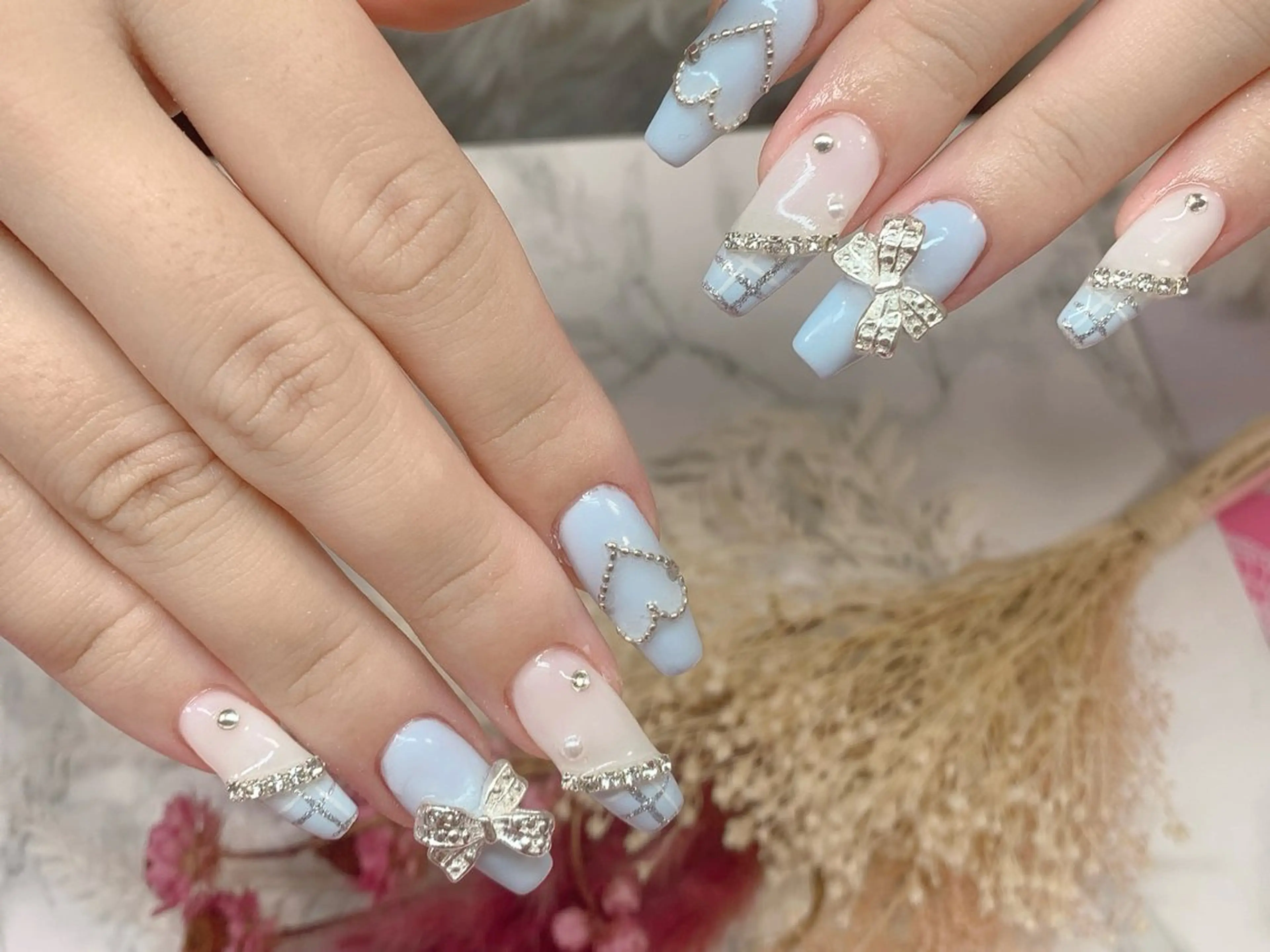 ネイル ハンドネイル はな💎ネイル ワンホン、長さ出しのネイルデザイン