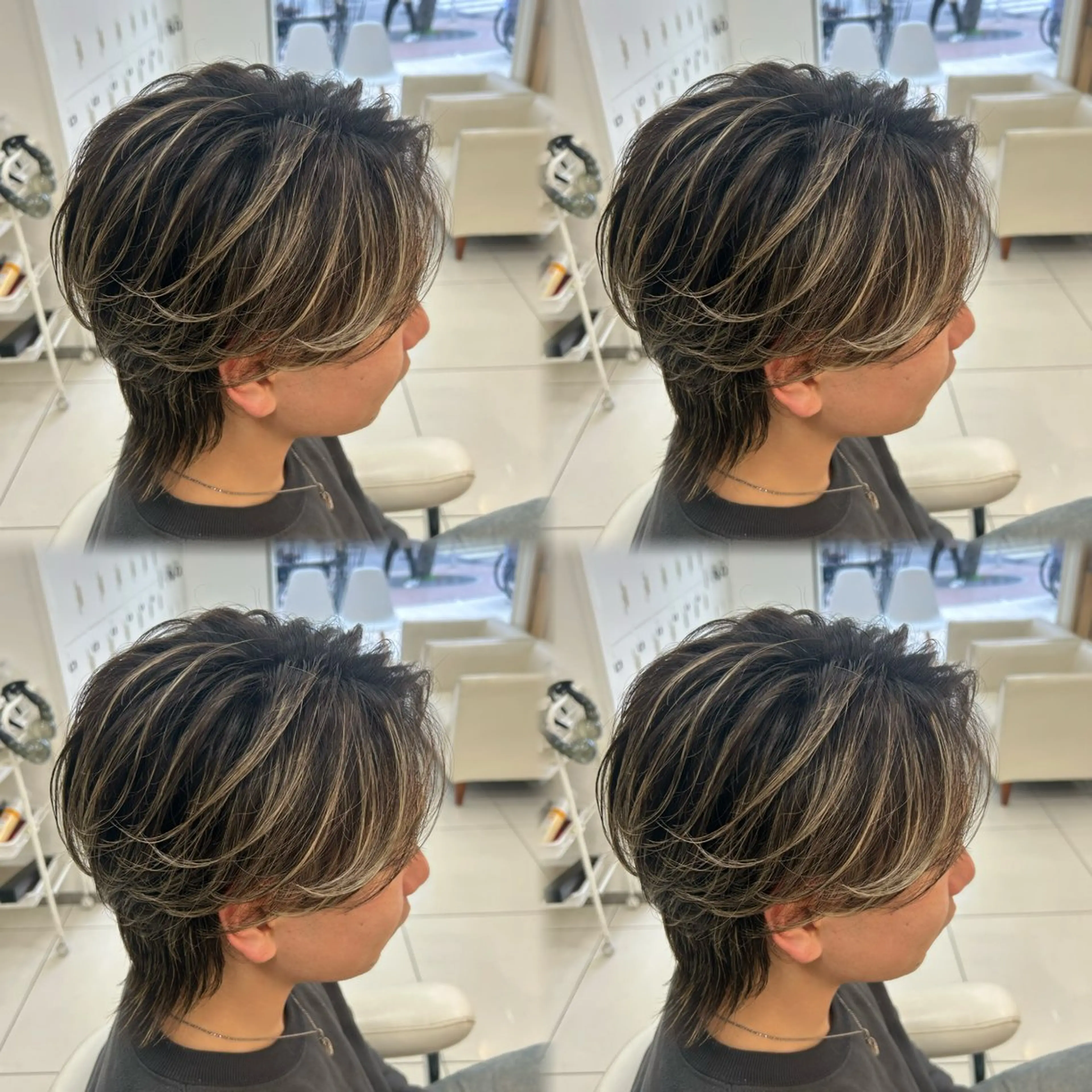 ミディアム カラー パーマ メンズ ミディアムパーマ センターパート フェードカット フェザーパーマ カルマパーマ カット ヘアカラー トリートメント 髪質改善/艶カラー/ メンズパーマ/鈴木のヘアスタイル