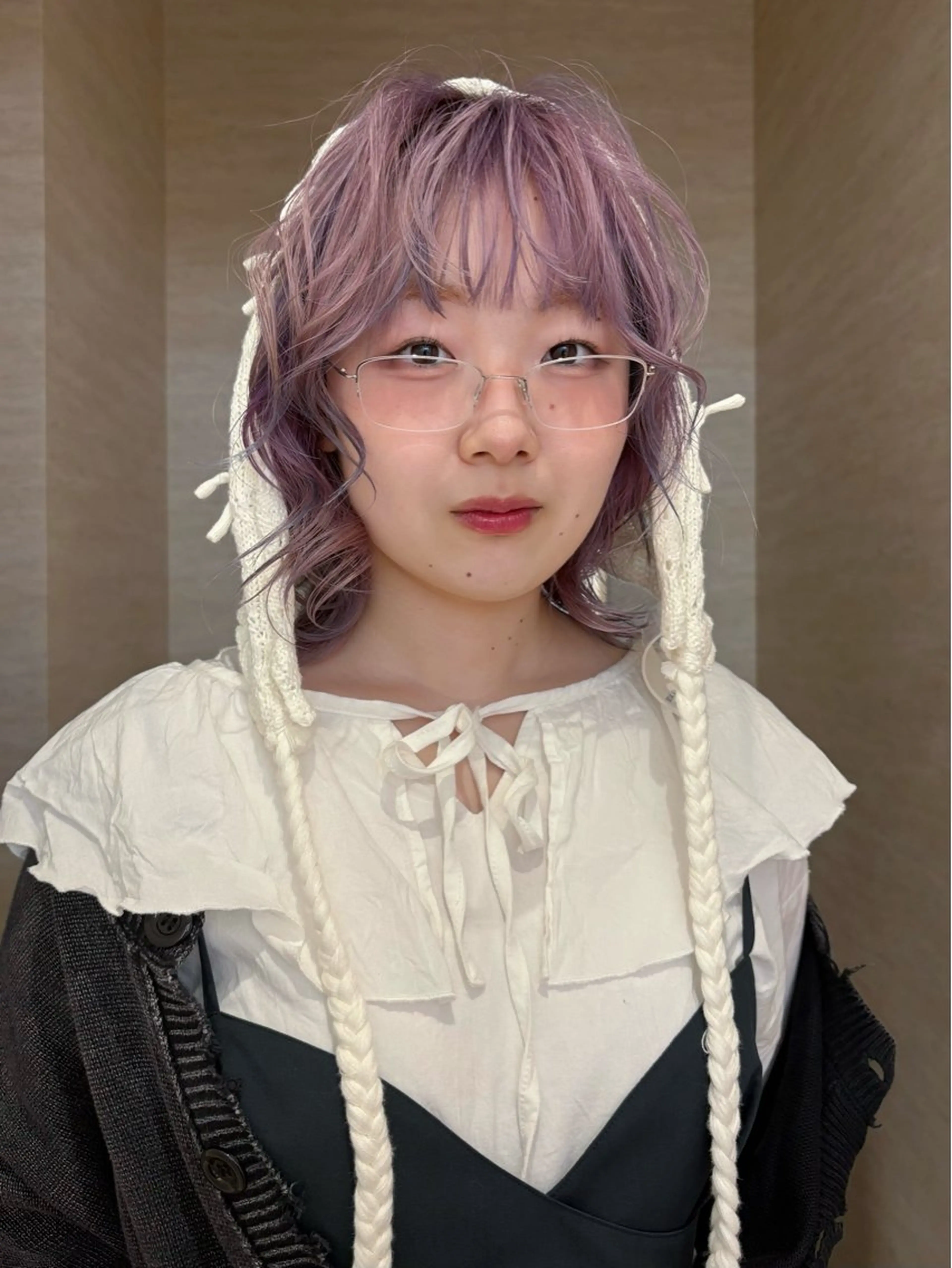 ミディアム ピンクラベンダー カット ヘアカラー トリートメント ひなた 艶カラー/渋谷のヘアスタイル