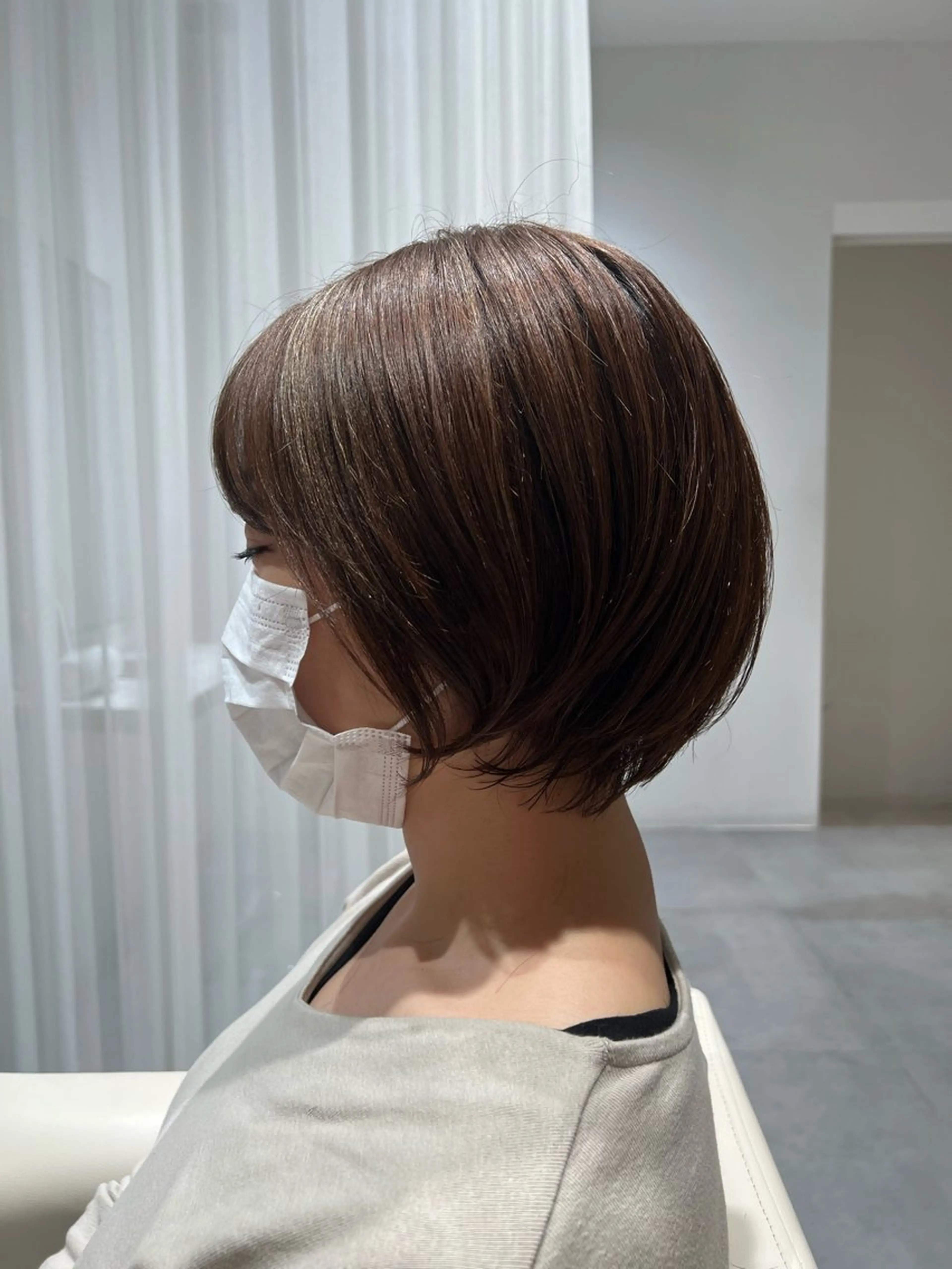 ショート 丸みショート 韓国風カラー くびれヘア 顔周りカット 髪質改善 🍁艶カラー／ レイヤー🍁/和也のヘアスタイル