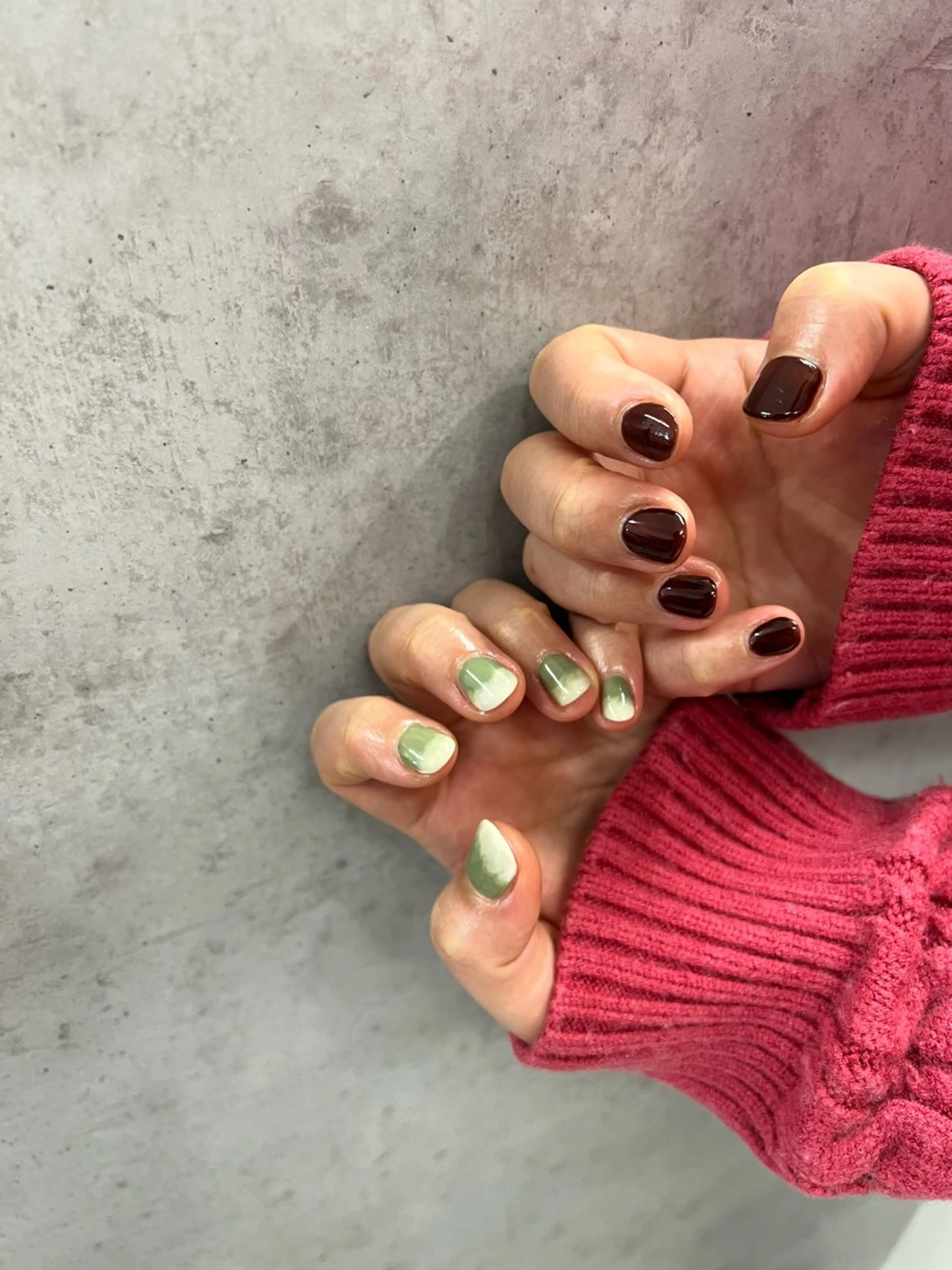 ネイル ブラウン フラッシュネイル ジェルネイル 韓国ネイル 持ち込み Bana_ Nailのネイルデザイン