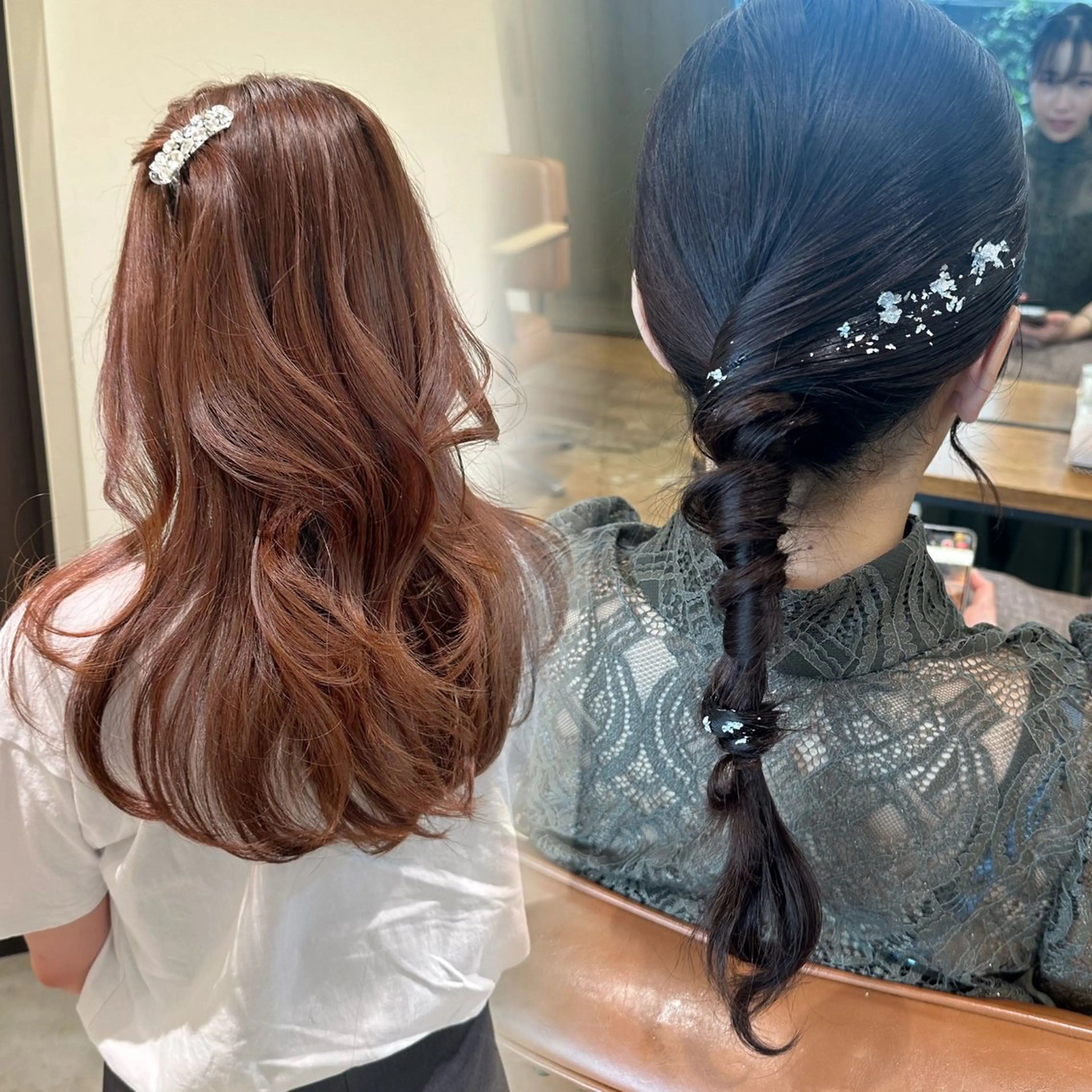 セミロング ヘアアレンジ ヘアセット 顔周りcut/ 艶ワンカラー♥ちさきのヘアスタイル