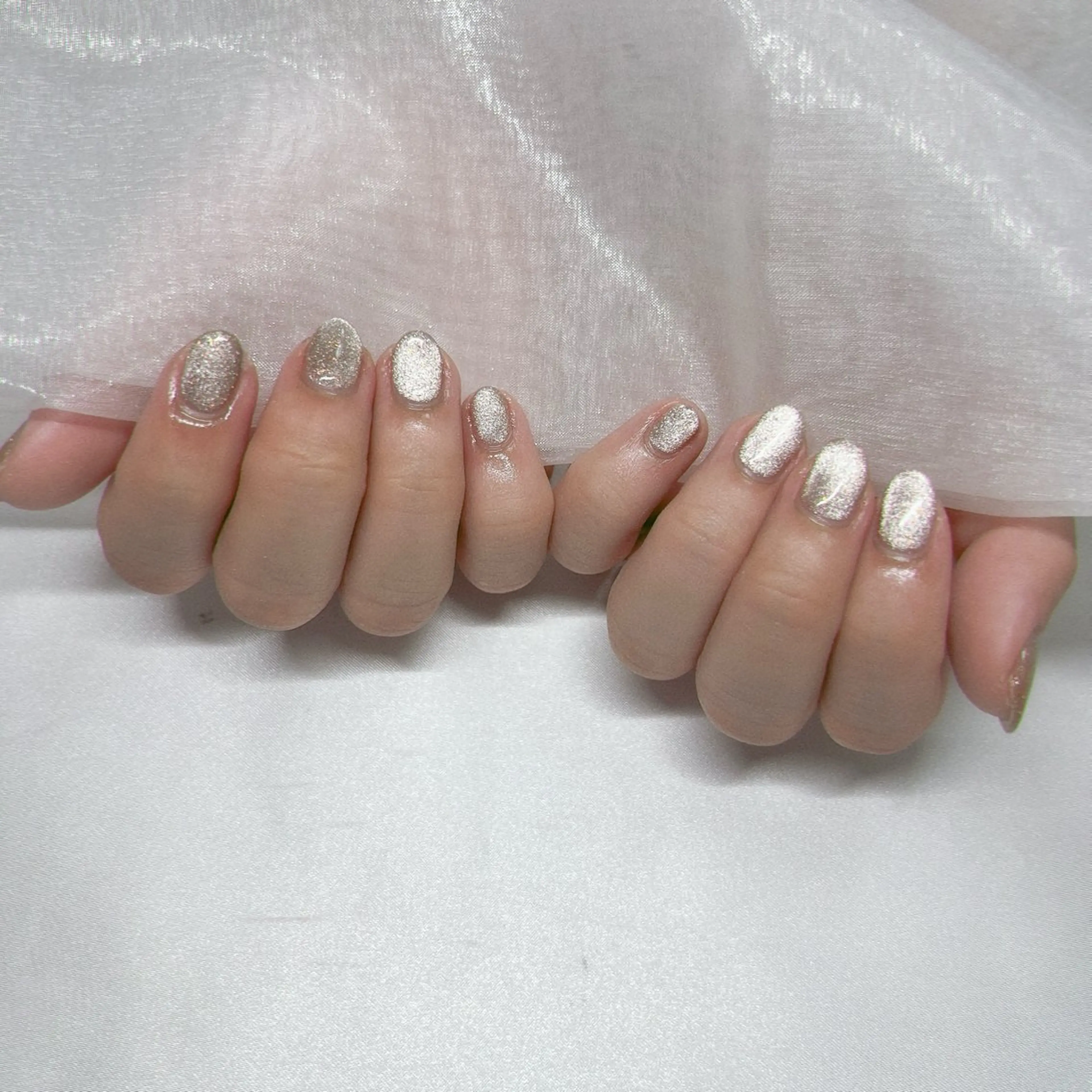 ネイル ジェルネイル 韓国ネイル ラメ(グリッター) マグネットネイル ミラーネイル ハンドネイル -nail salon-Reward所属・nail salon Rewardのネイルデザイン