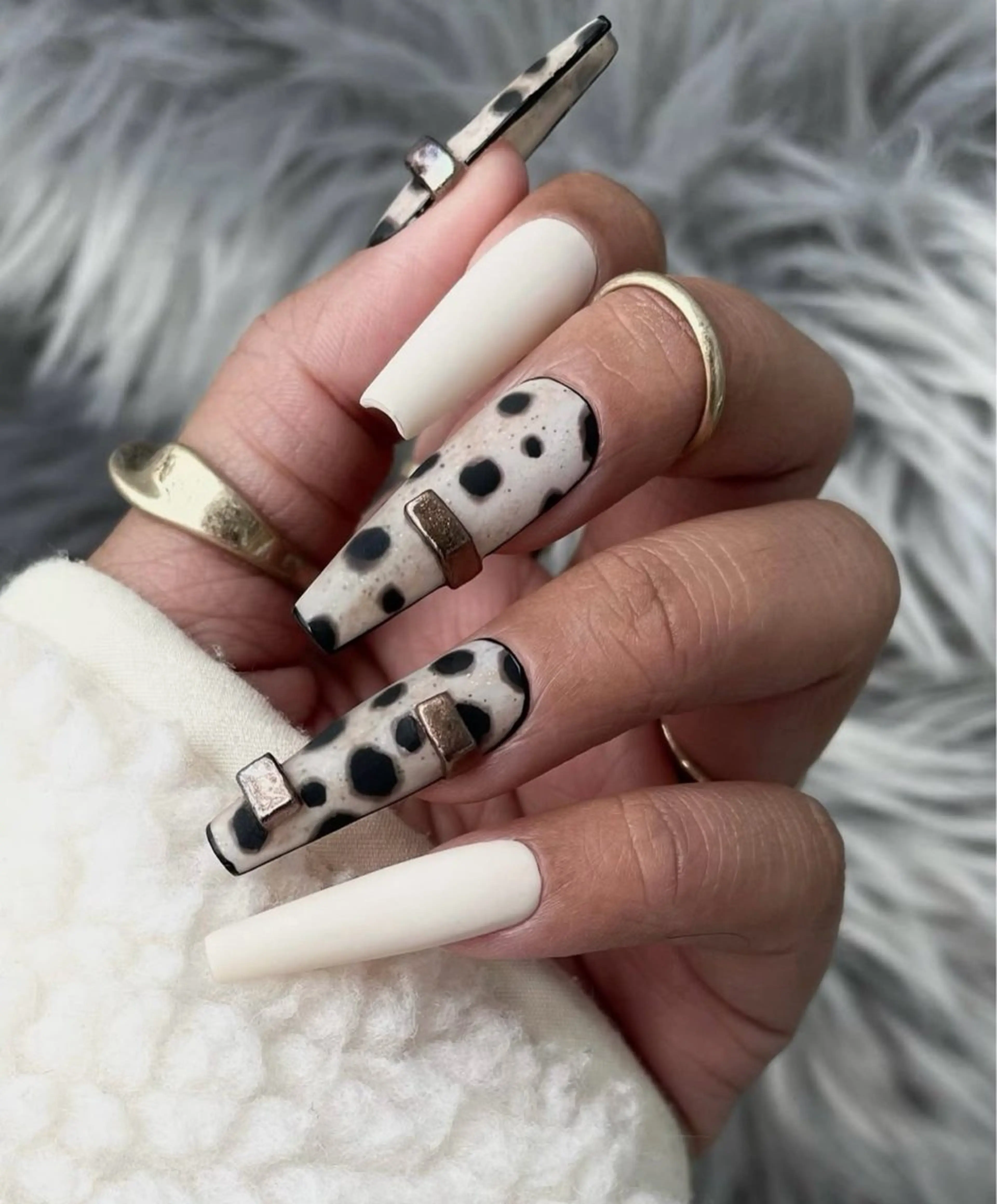 ネイル ブラウン ドット 長さ出し ラメ(グリッター) ロングネイル RICO ️のネイルデザイン