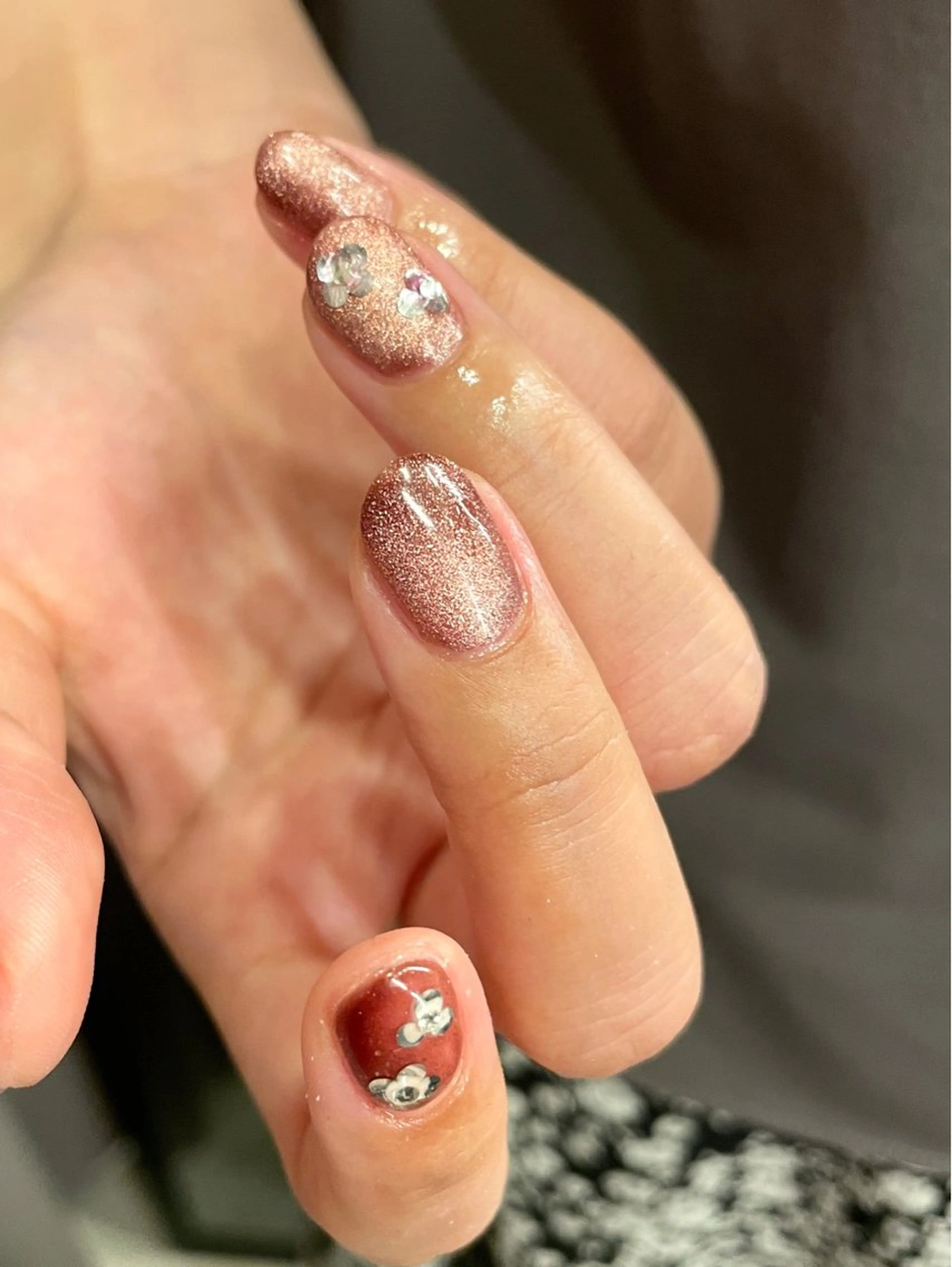 ネイル アートネイル ジェルネイル マグネットネイル ワンカラーネイル sususu駒澤大学 Azusaのネイルデザイン