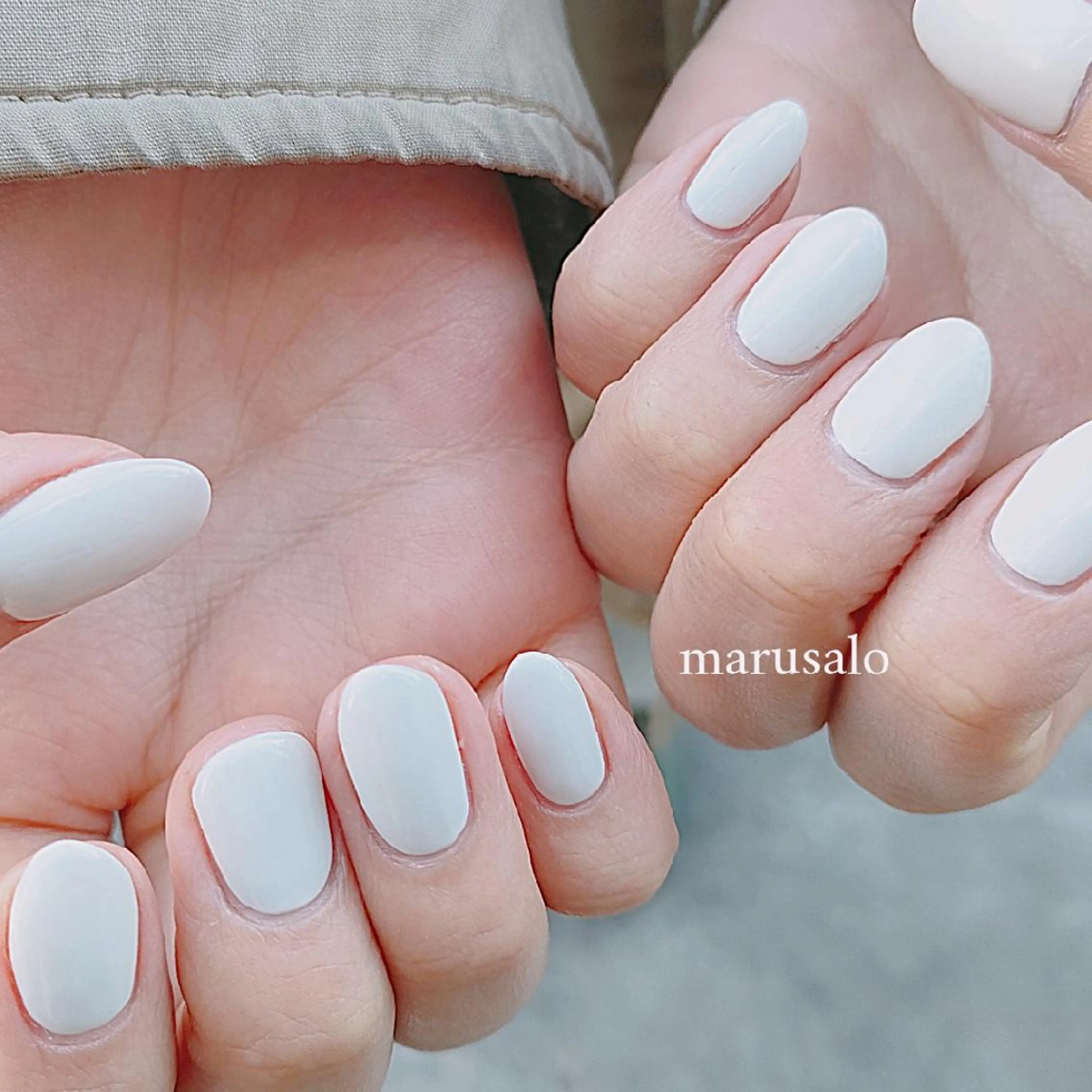 ネイル マットネイル ワンカラーネイル シンプルネイル ホワイト 冬ネイル ハンドネイル marusalo nailのネイルデザイン