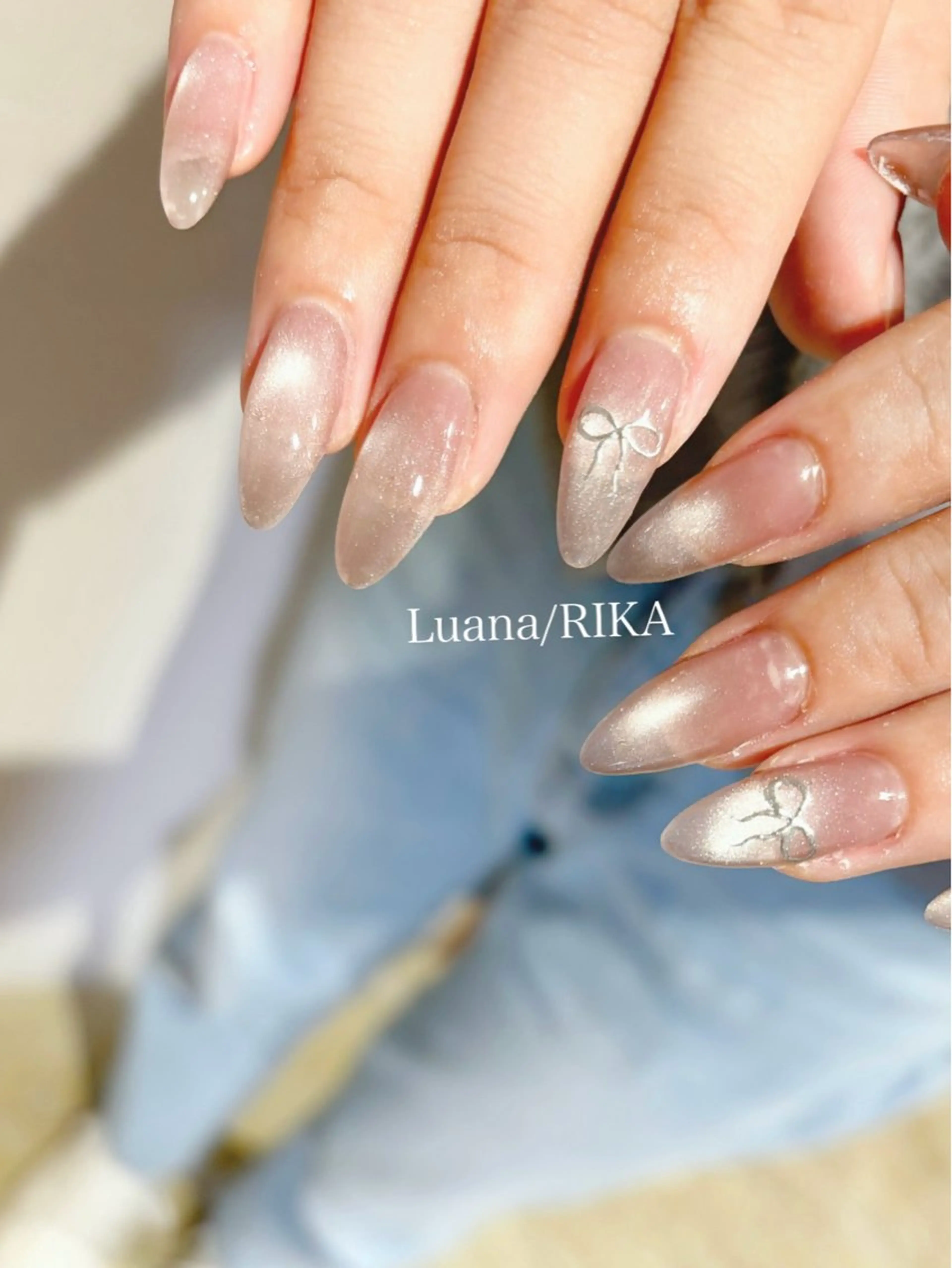 ネイル 韓国ネイル リボン ハンドネイル Nail Salon Luana Rikaのネイルデザイン