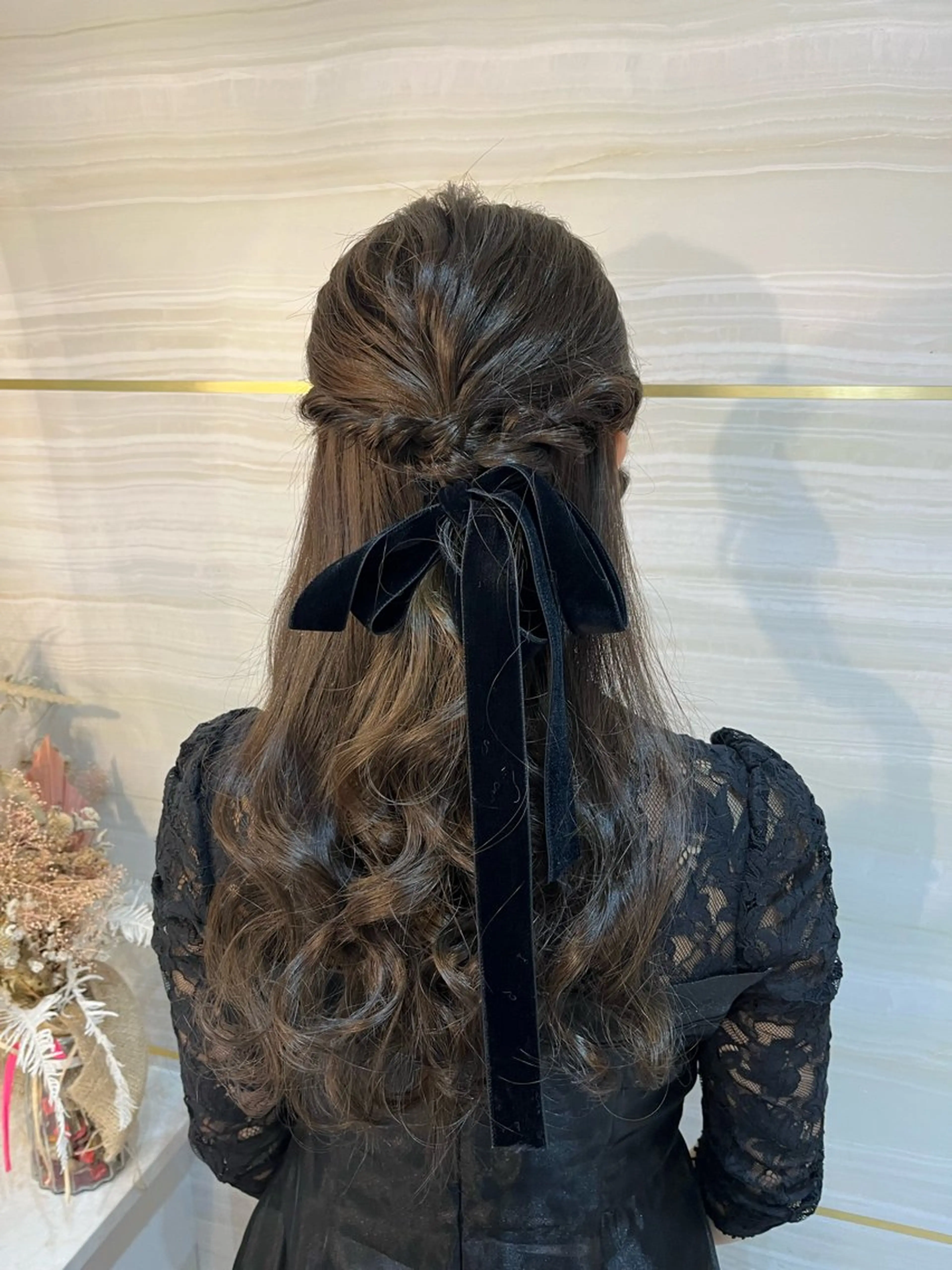 ロング ヘアアレンジ ハーフアップ 結婚式・ブライダル ヘアセット 💙Ami💙 elubylovisのヘアスタイル