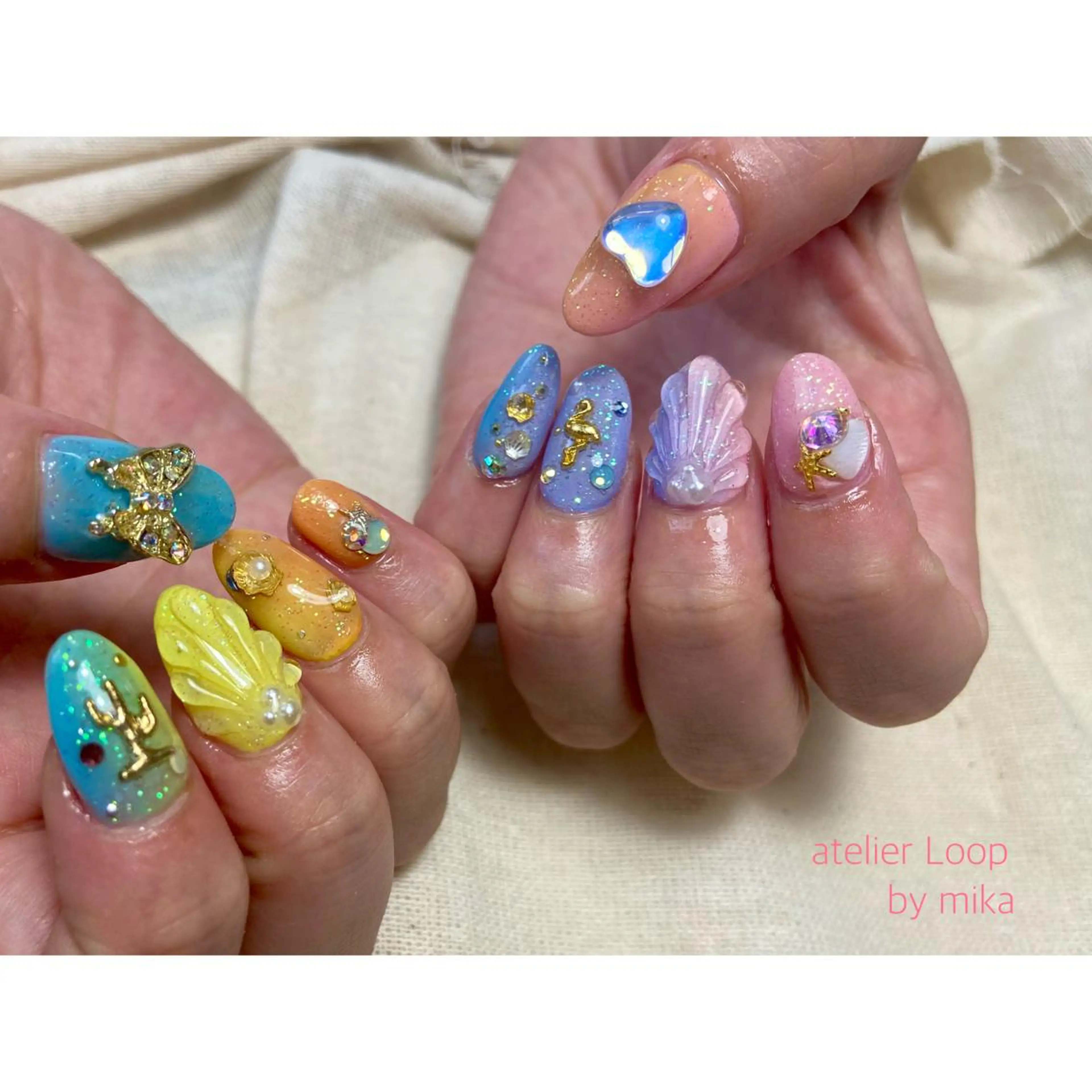 ネイル 持ち込み 夏ネイル ハンドネイル atelierLoopbyshiho所属・atelier Loop♪MIKAのネイルデザイン