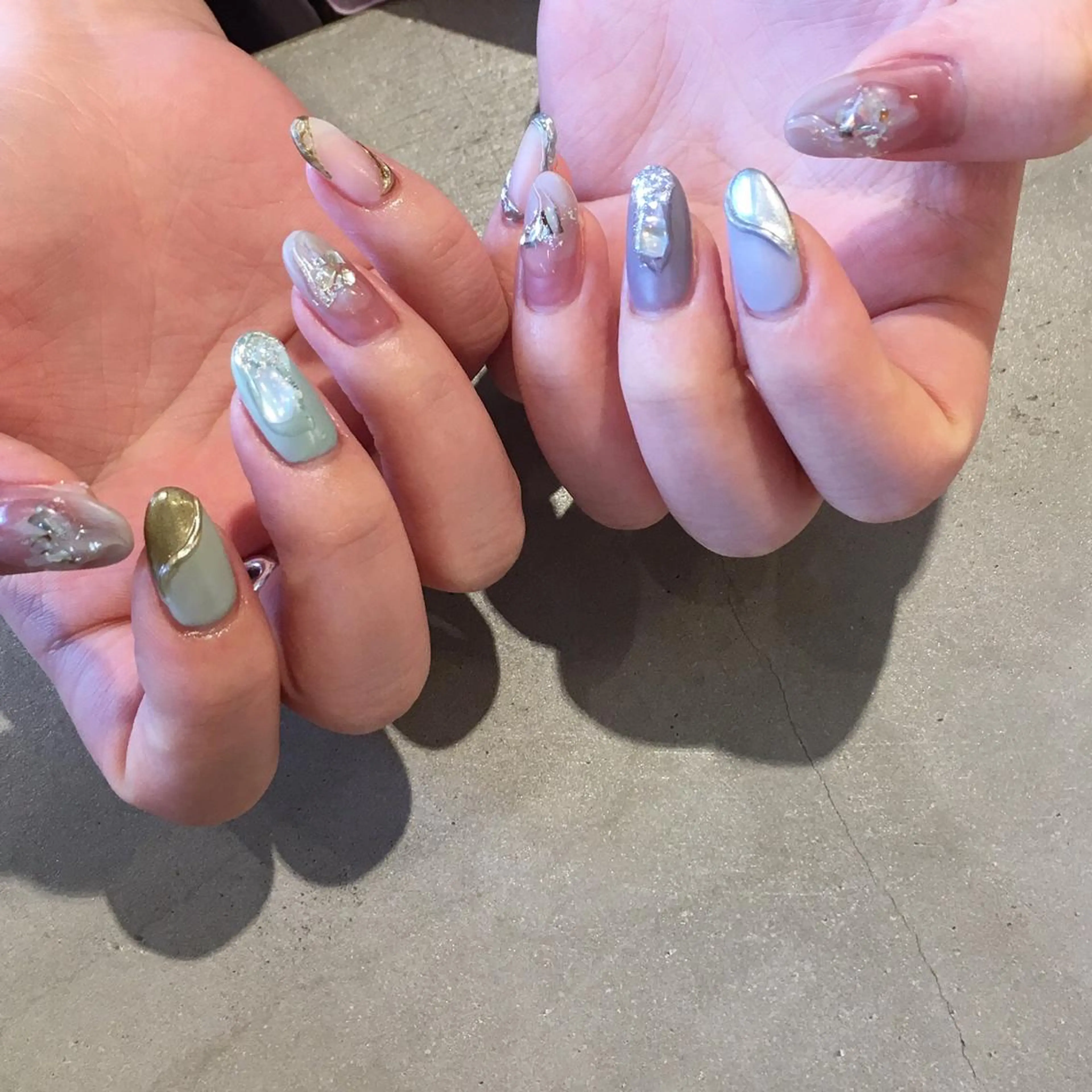 ネイル アートネイル 長さ出し ジェルネイル マットネイル ミラーネイル ハンドネイル nail salon Soeurのネイルデザイン