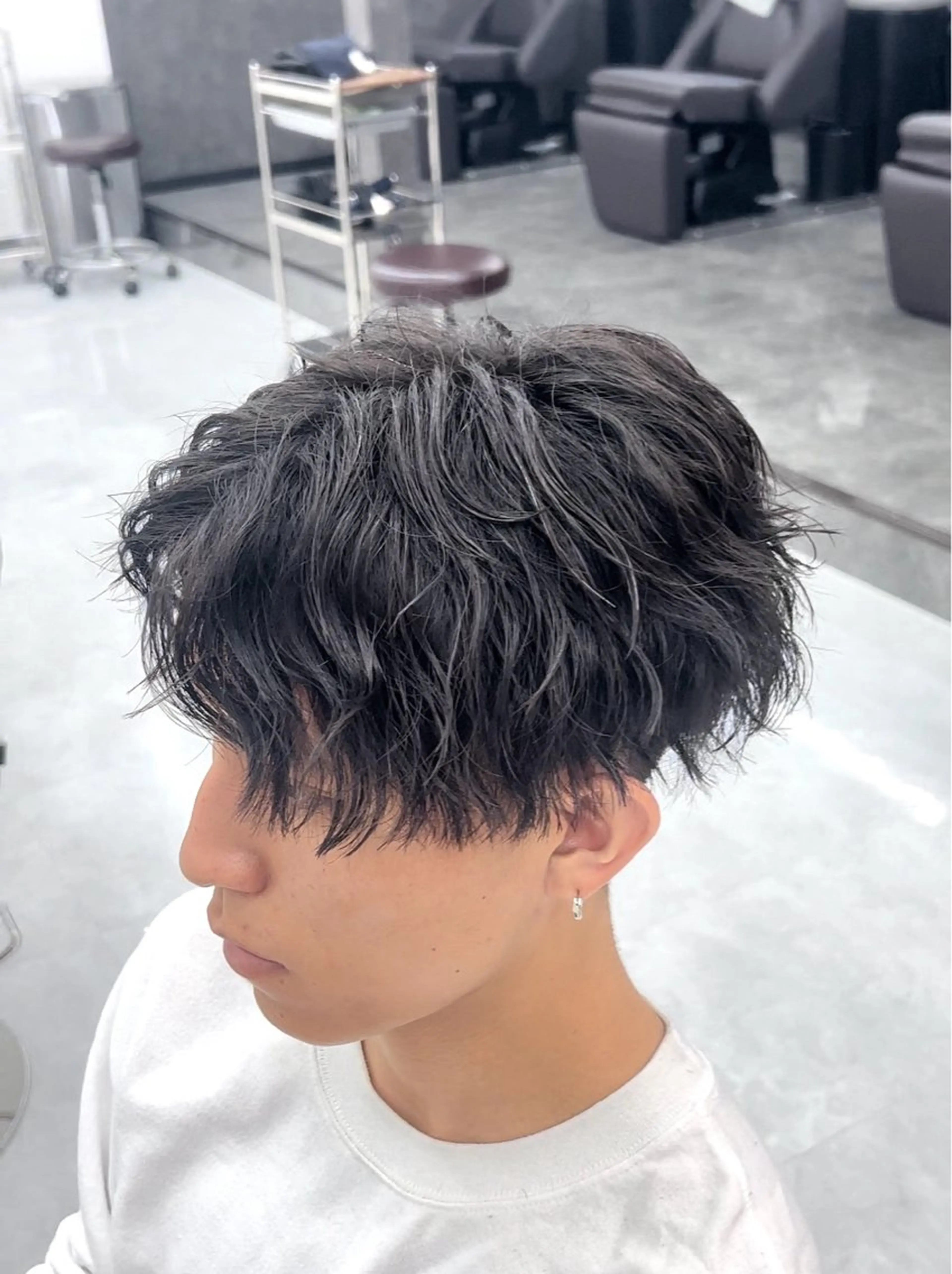 ショート パーマ ヘアアレンジ メンズ メンズパーマ カット パーマ 飛田 楓信のヘアスタイル