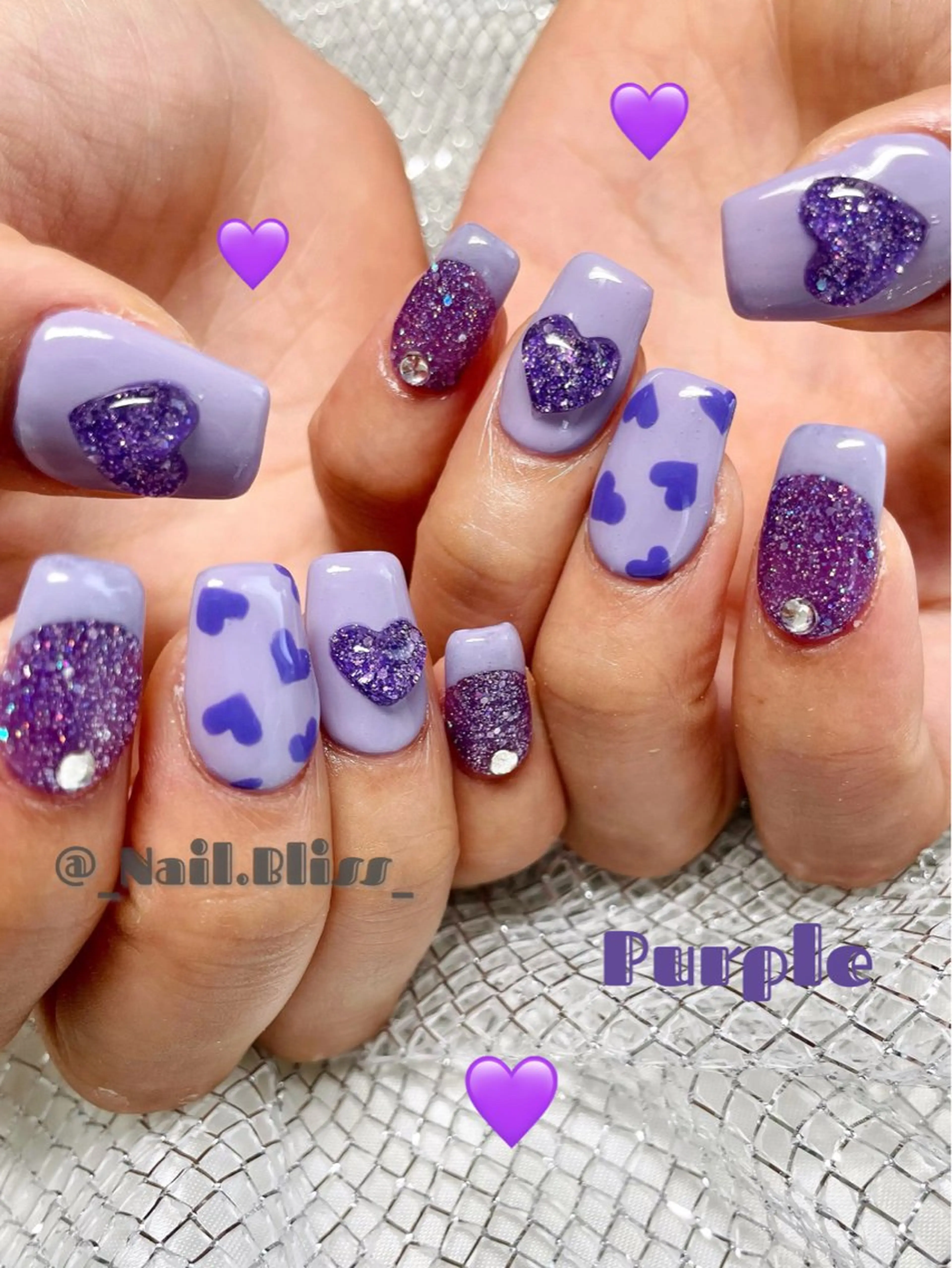 ネイル 持ち込み パープル ハンドネイル NAIL BLISSのネイルデザイン