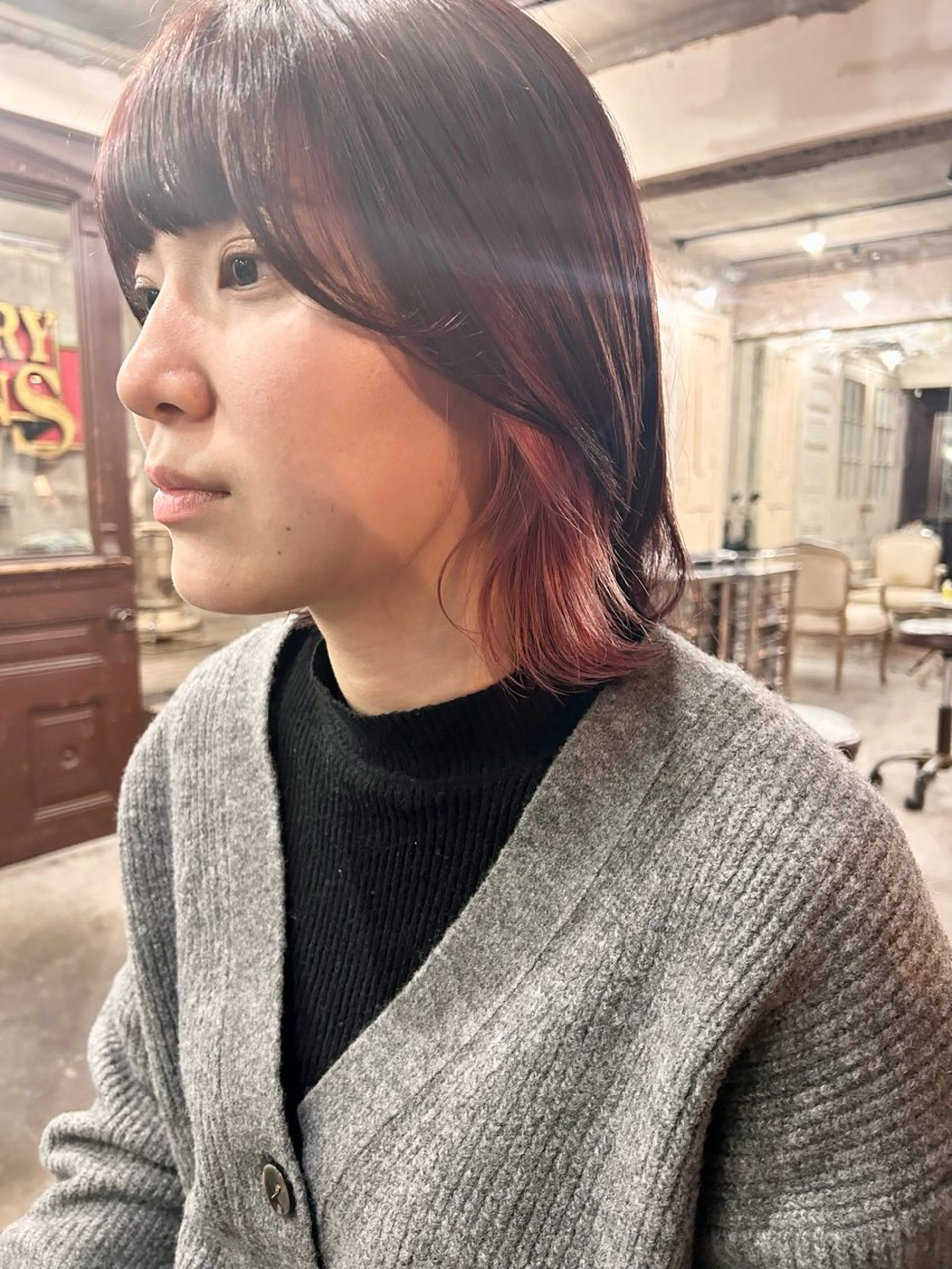 ショート カラー ヘアアレンジ イヤリングカラー くびれヘア お任せヘア☘️☘️ 及川渚のヘアスタイル