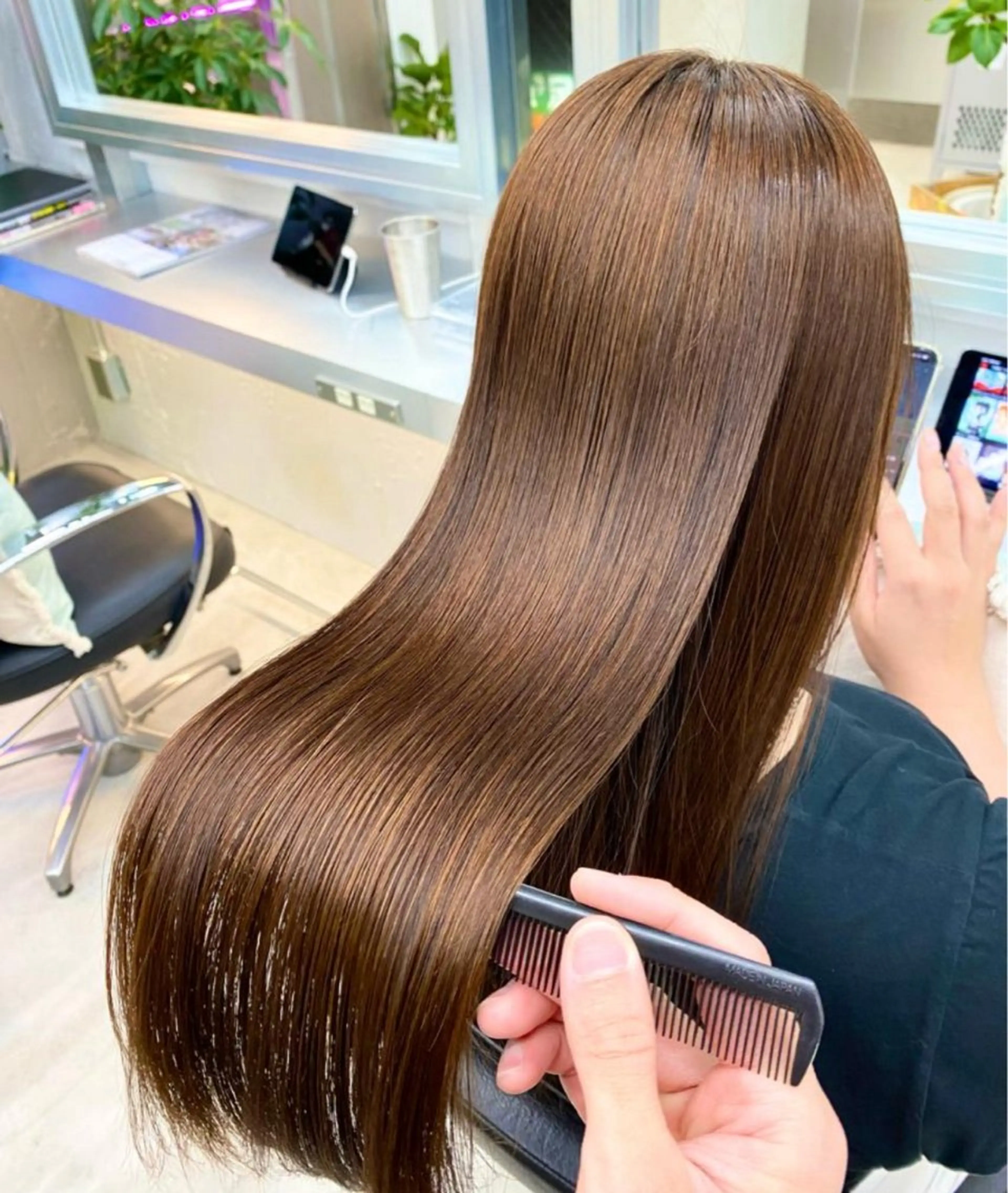 ロング パーマ 伸ばしかけ 縮毛矯正 酸性ストレート ストレートパーマ 縮毛矯正 ✨髪質改善職人✨ デザインカラー/若林のヘアスタイル
