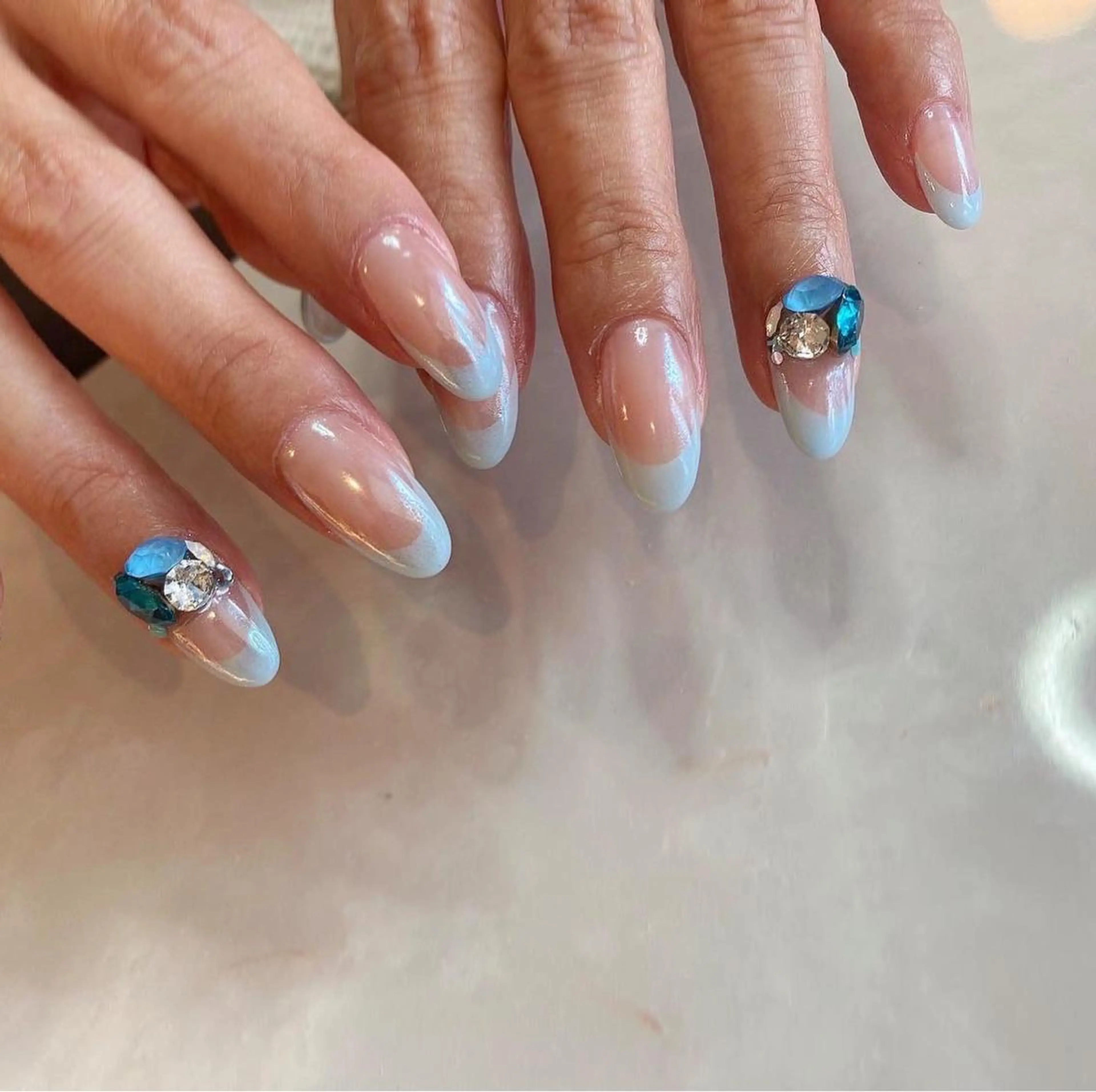 ネイル ブルー フレンチネイル Faire MIKIのネイルデザイン