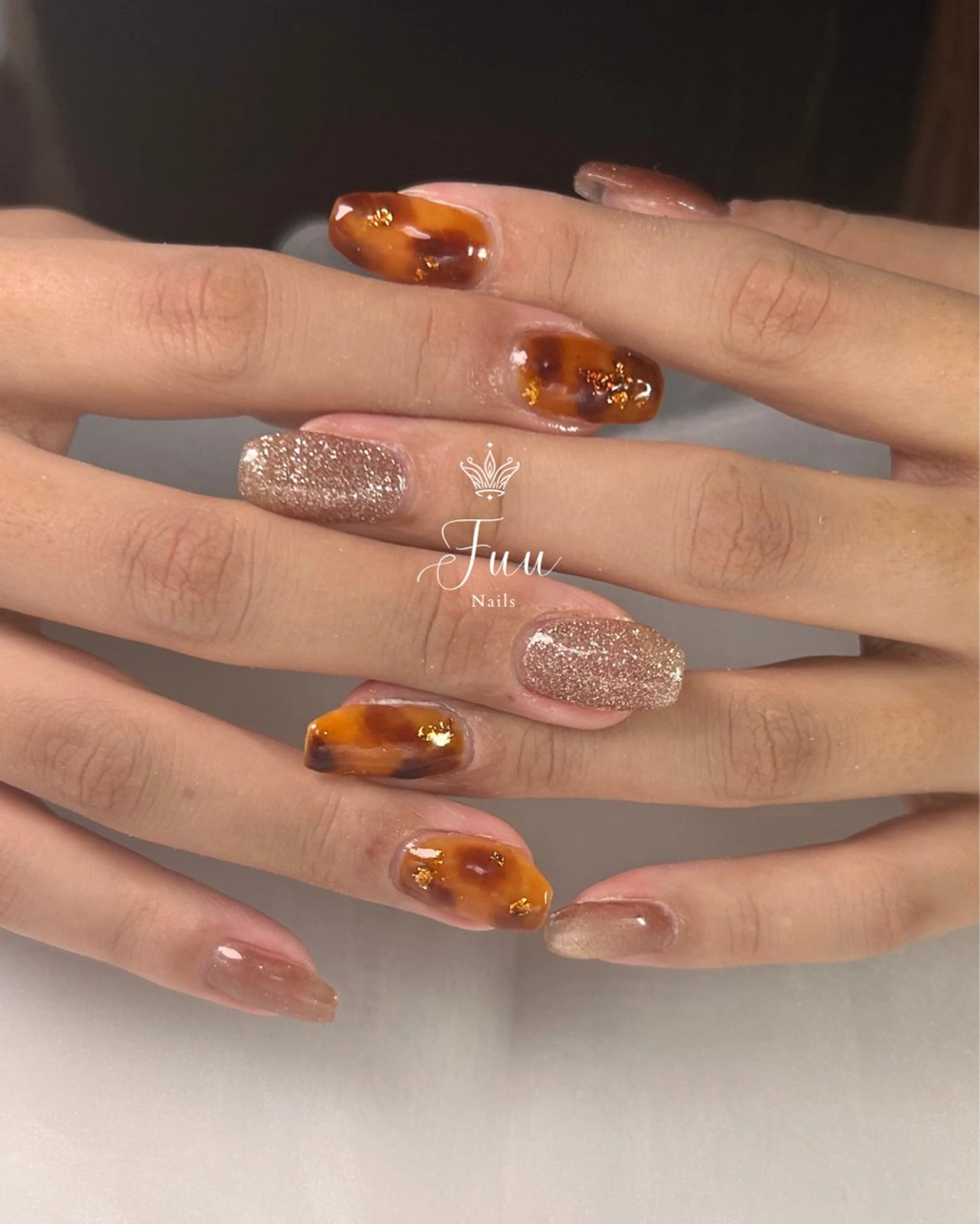 ネイル べっ甲ネイル シンプルネイル ハンドネイル 犬のいるネイルサロン Fuu nailsのネイルデザイン