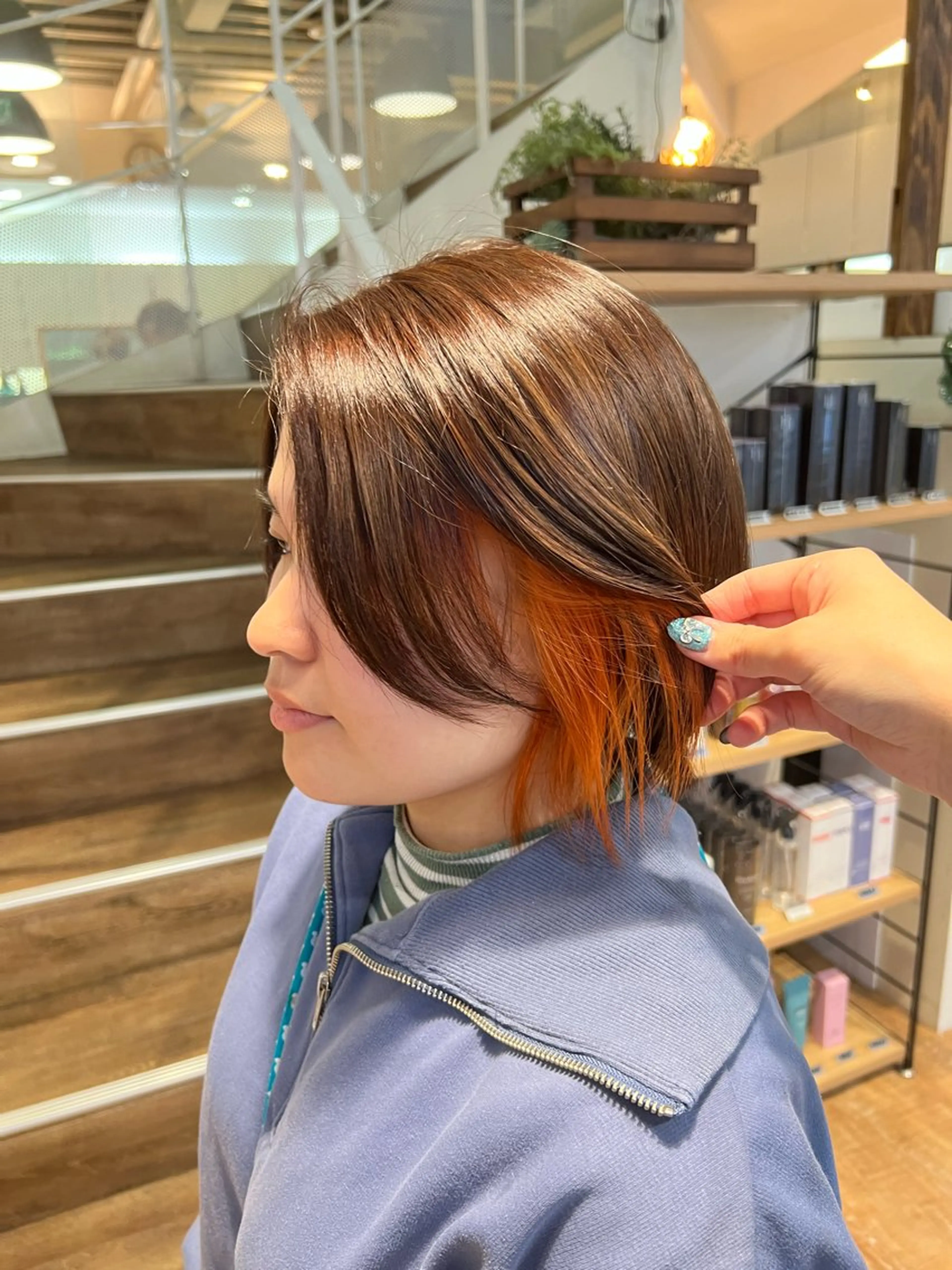 カラー オレンジ ヘアカラー トリートメント インナーカラー♡ Nanakoのヘアスタイル