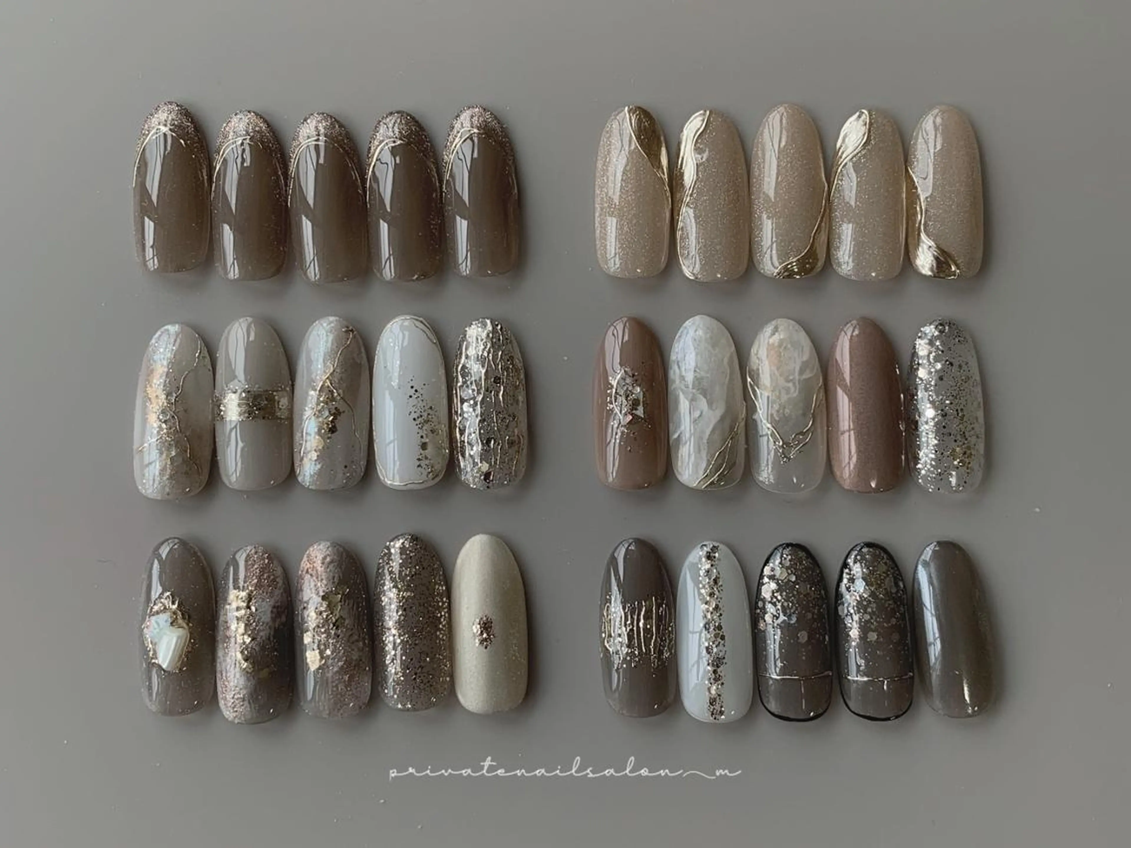 ネイル ブラウン マグネットネイル ニュアンスネイル ハンドネイル Liebe nailのネイルデザイン