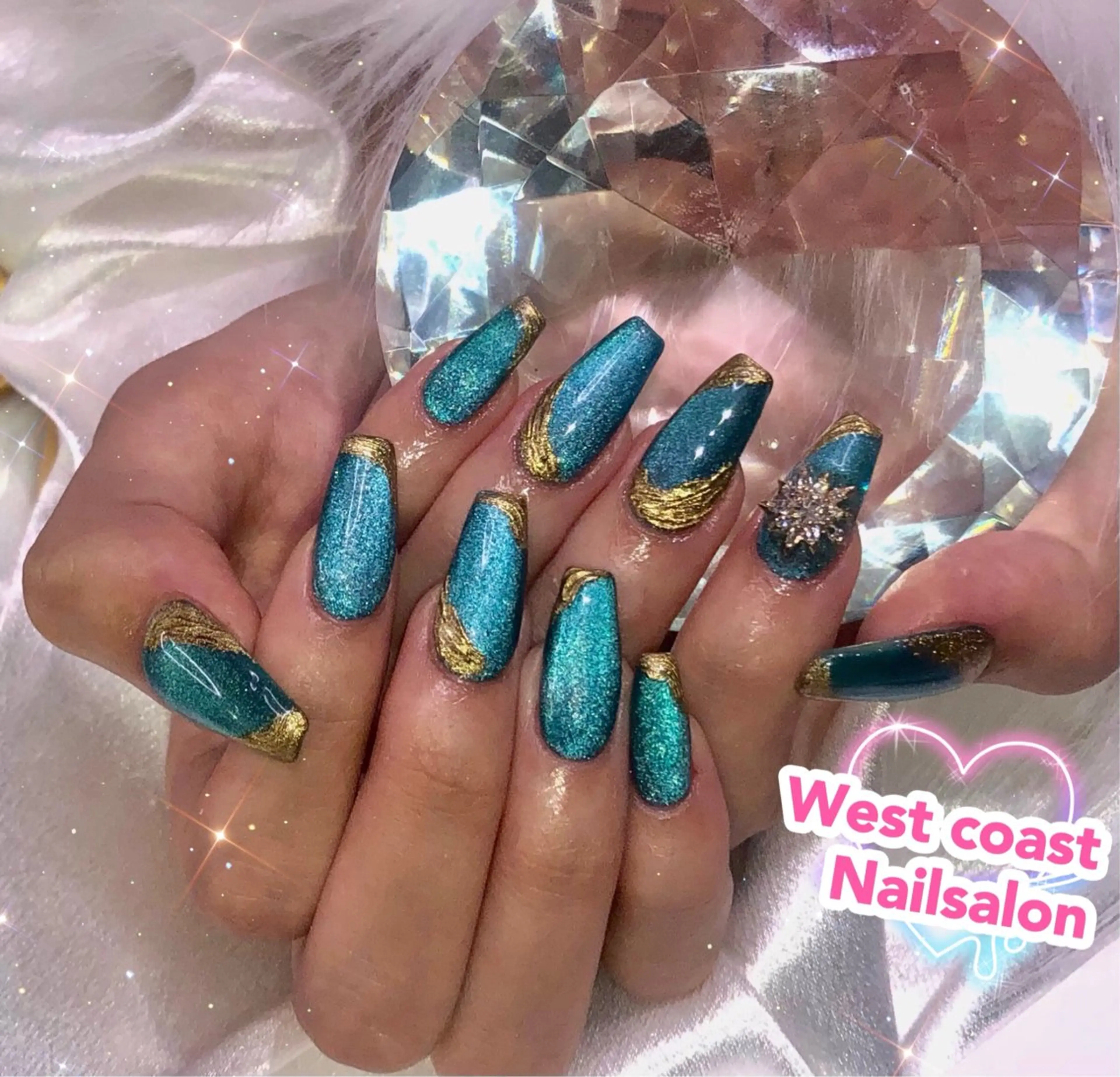 ネイル マグネットネイル ミラーネイル 夏ネイル west coast スカルプ専門店のネイルデザイン