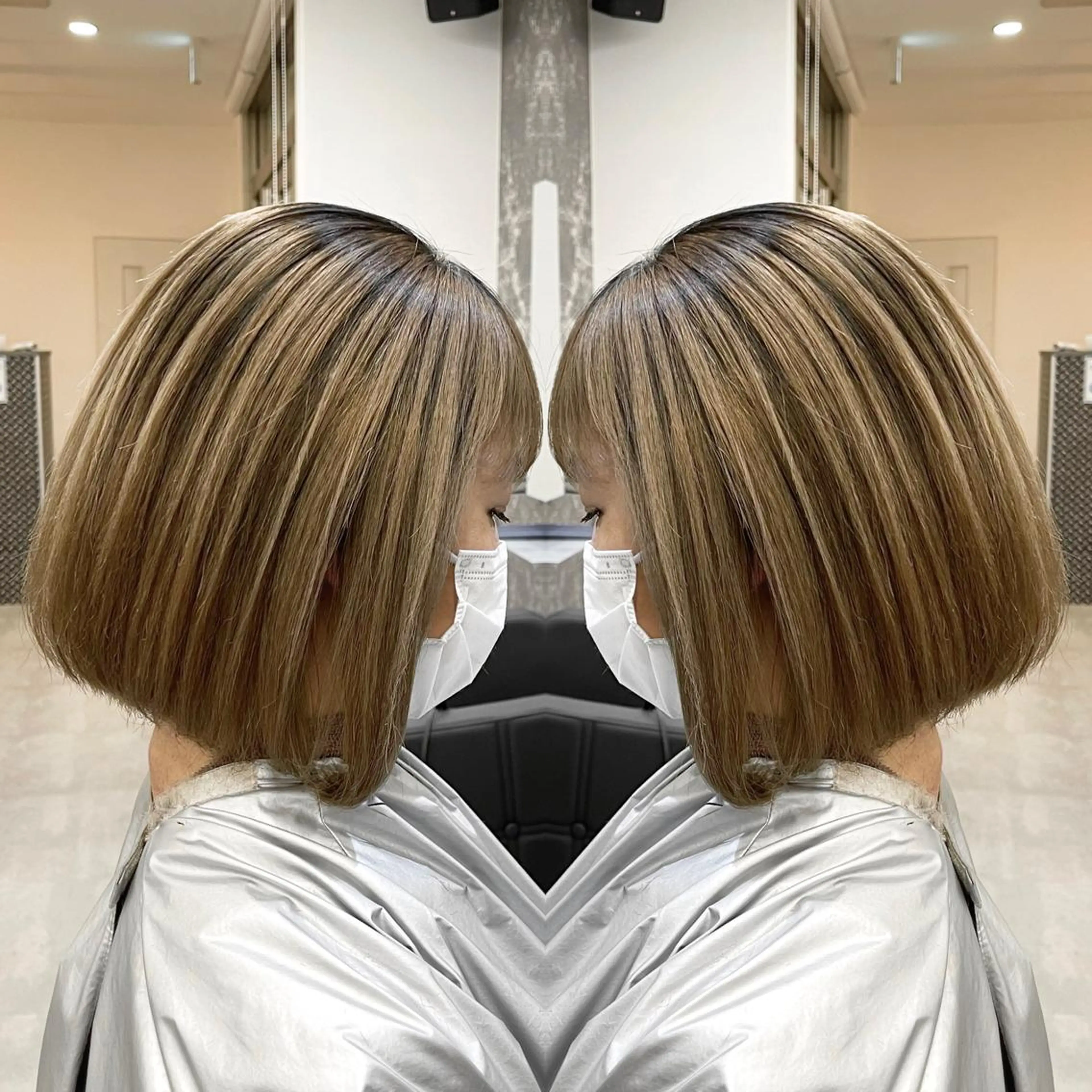 ショート カラー バレイヤージュ デザインカラー ハイライトカラー 外国人風カラー ハイライト アンドウ ユウ/ レイヤーカット/韓国のヘアスタイル