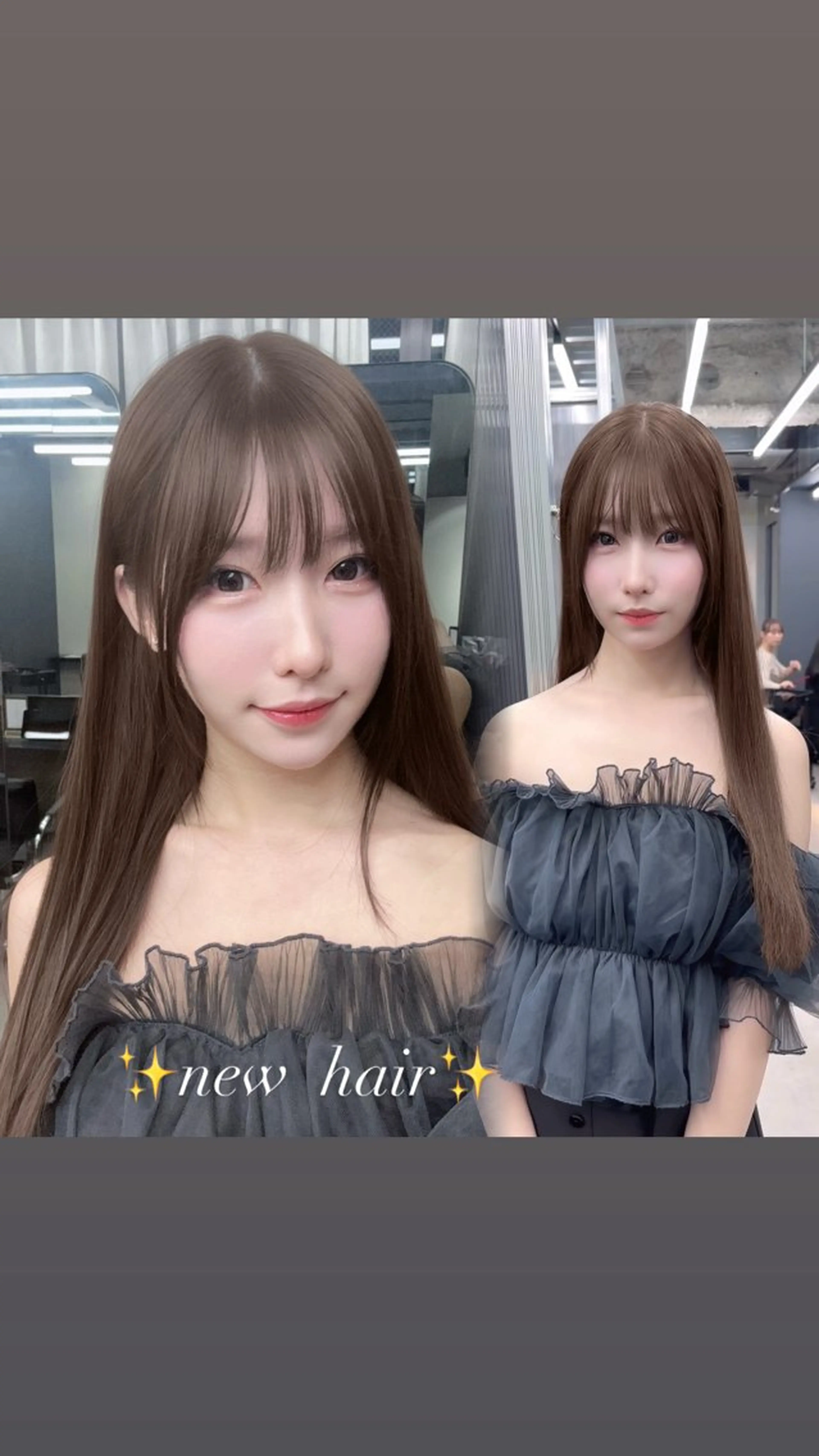 ロング カット ヘアカラー トリートメント 韓国風/ワンホンヘア 髪質改善/MaCoのヘアスタイル