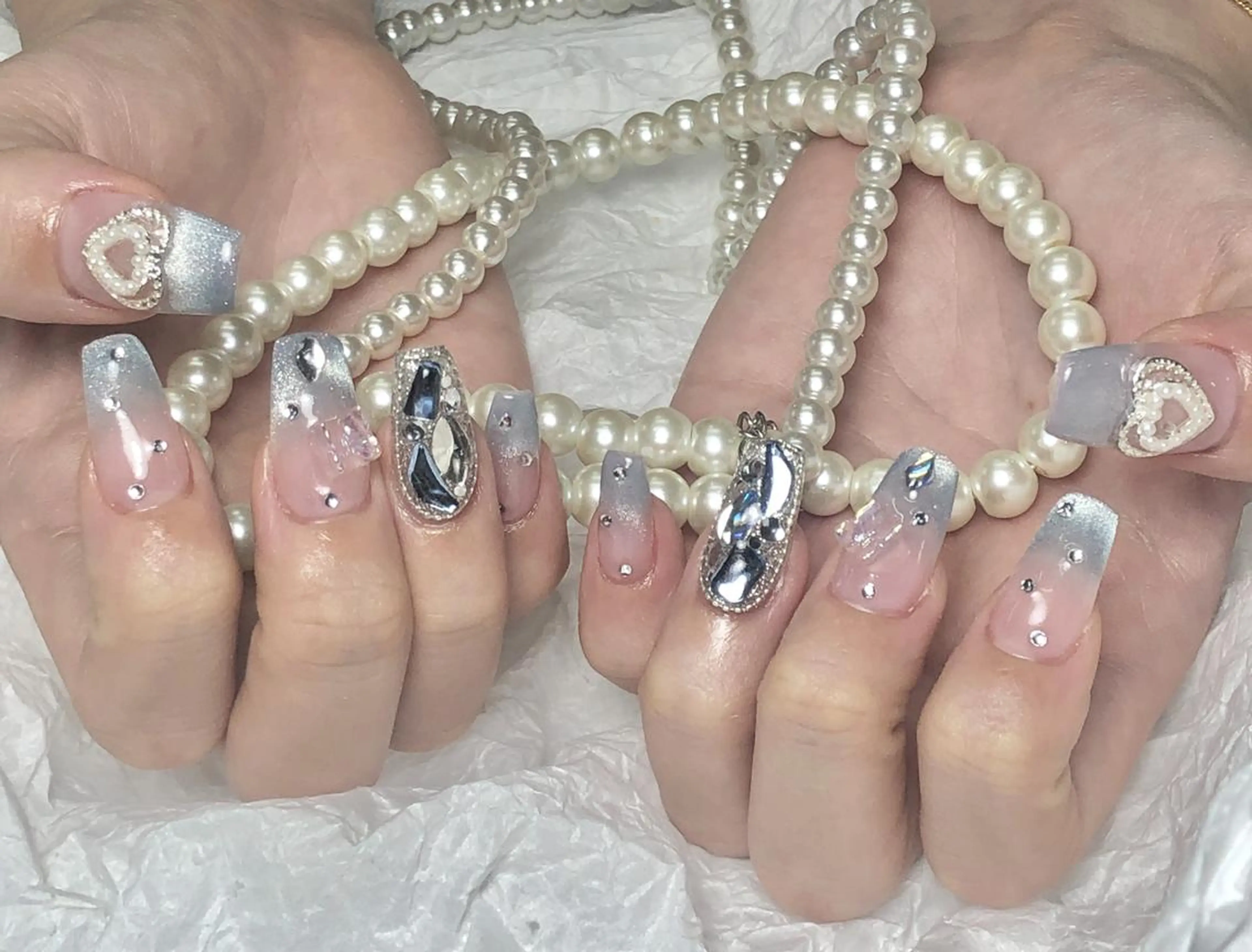 ネイル 長さ出し フレンチネイル ジェルネイル ガラスフレンチ 韓国ネイル ハンドネイル ハンドケア For U nail スカルプ専門店のネイルデザイン