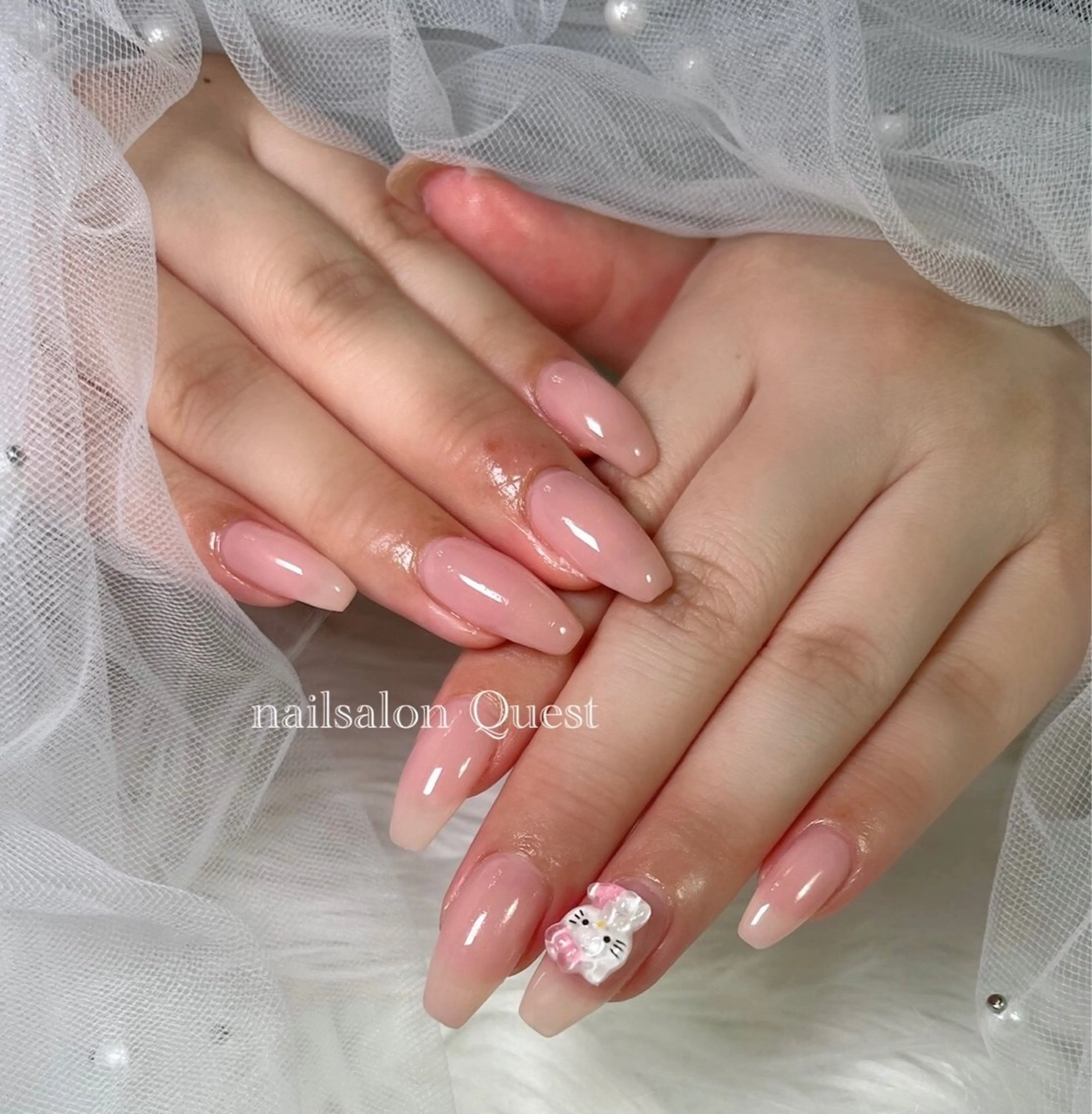 ネイル ピンク ピンクベージュ ハンドネイル nailsalon Questのネイルデザイン