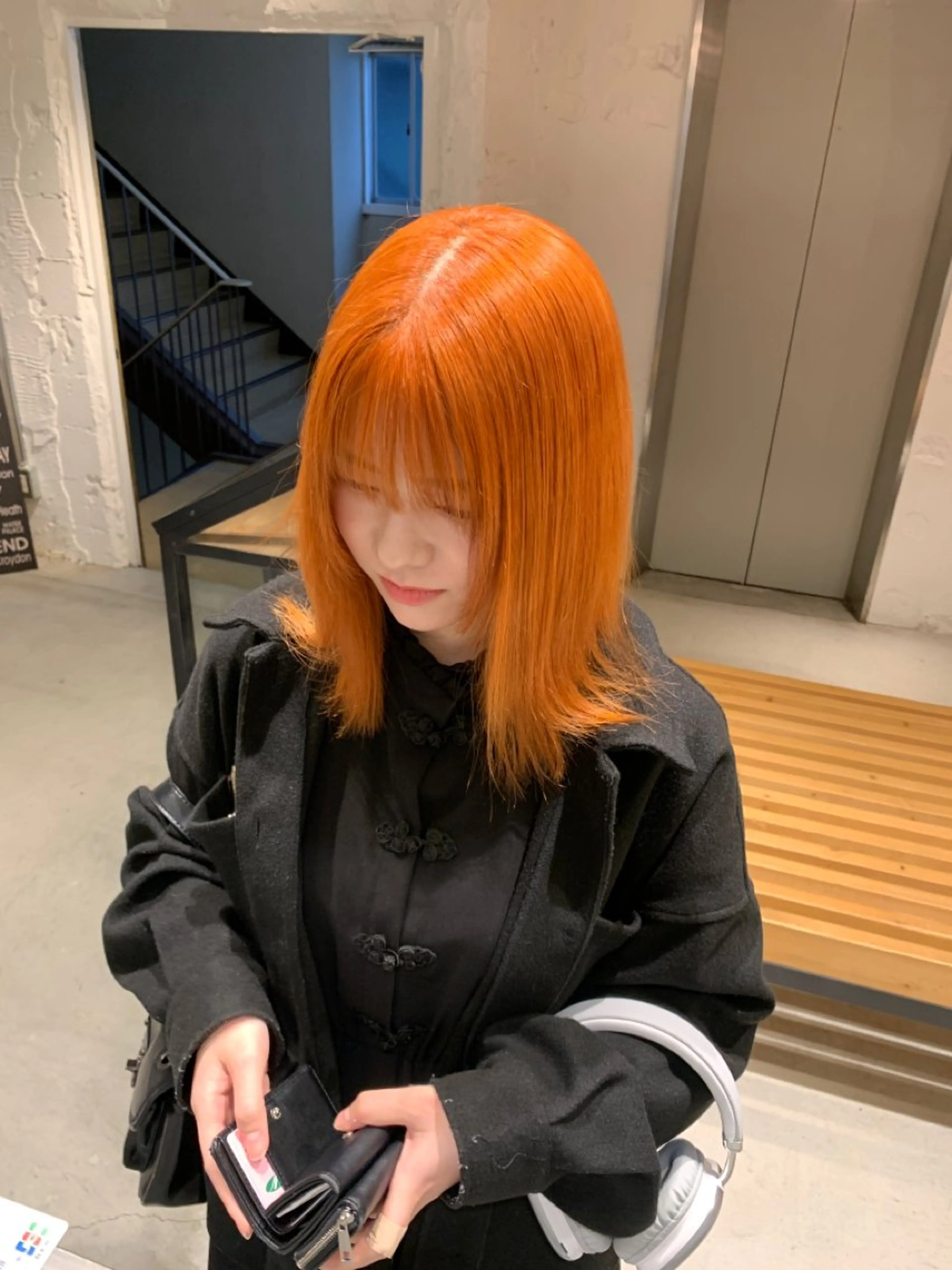 ミディアム カラー ヘアアレンジ オレンジ ヘアカラー 🌈難波🌈ベージュ カラー【ヒロム】のヘアスタイル