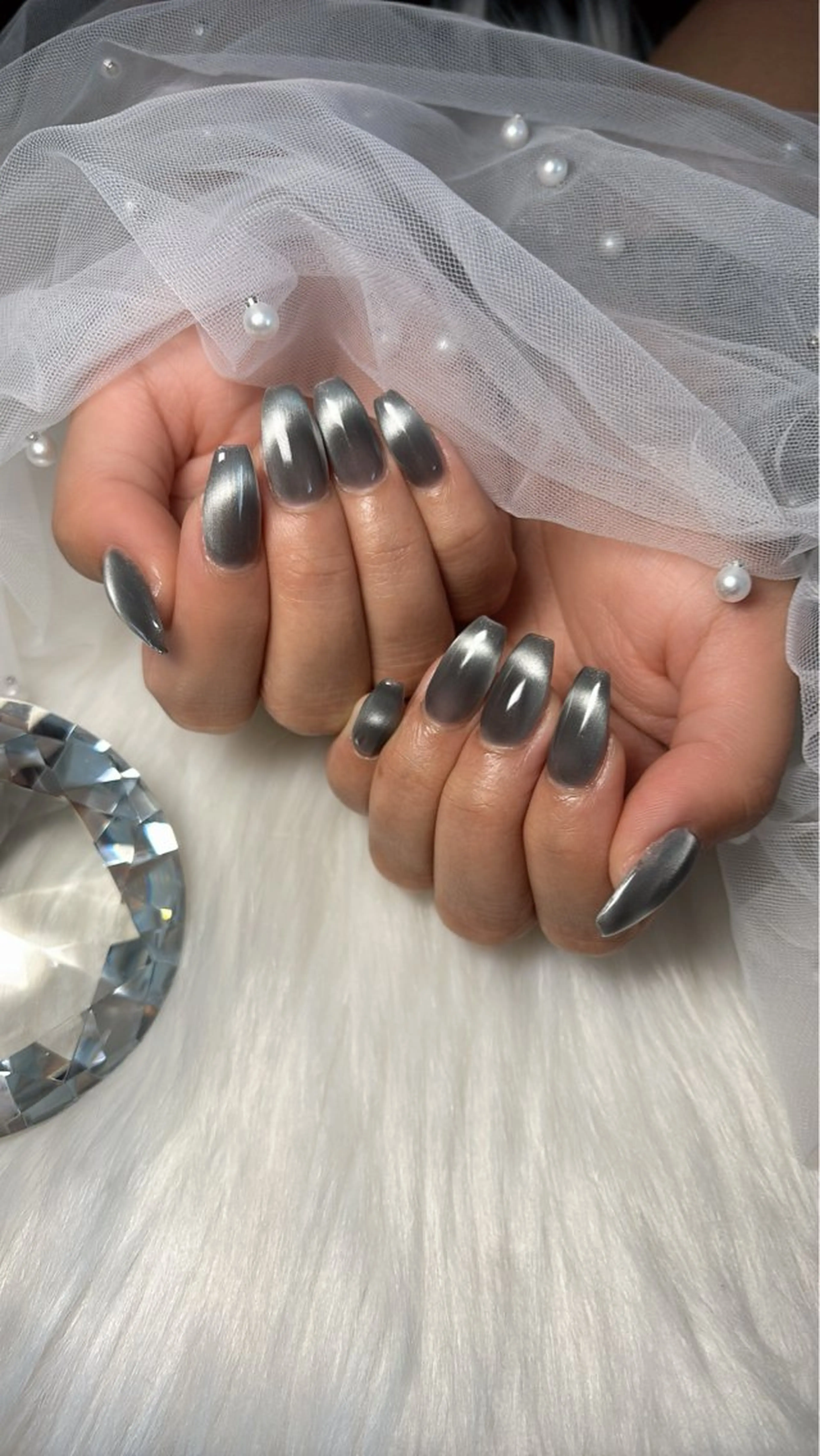 ネイル フレンチネイル マグネットネイル マグネットフレンチ ハンドネイル salon de belnetta所属・kayo 💅のネイルデザイン