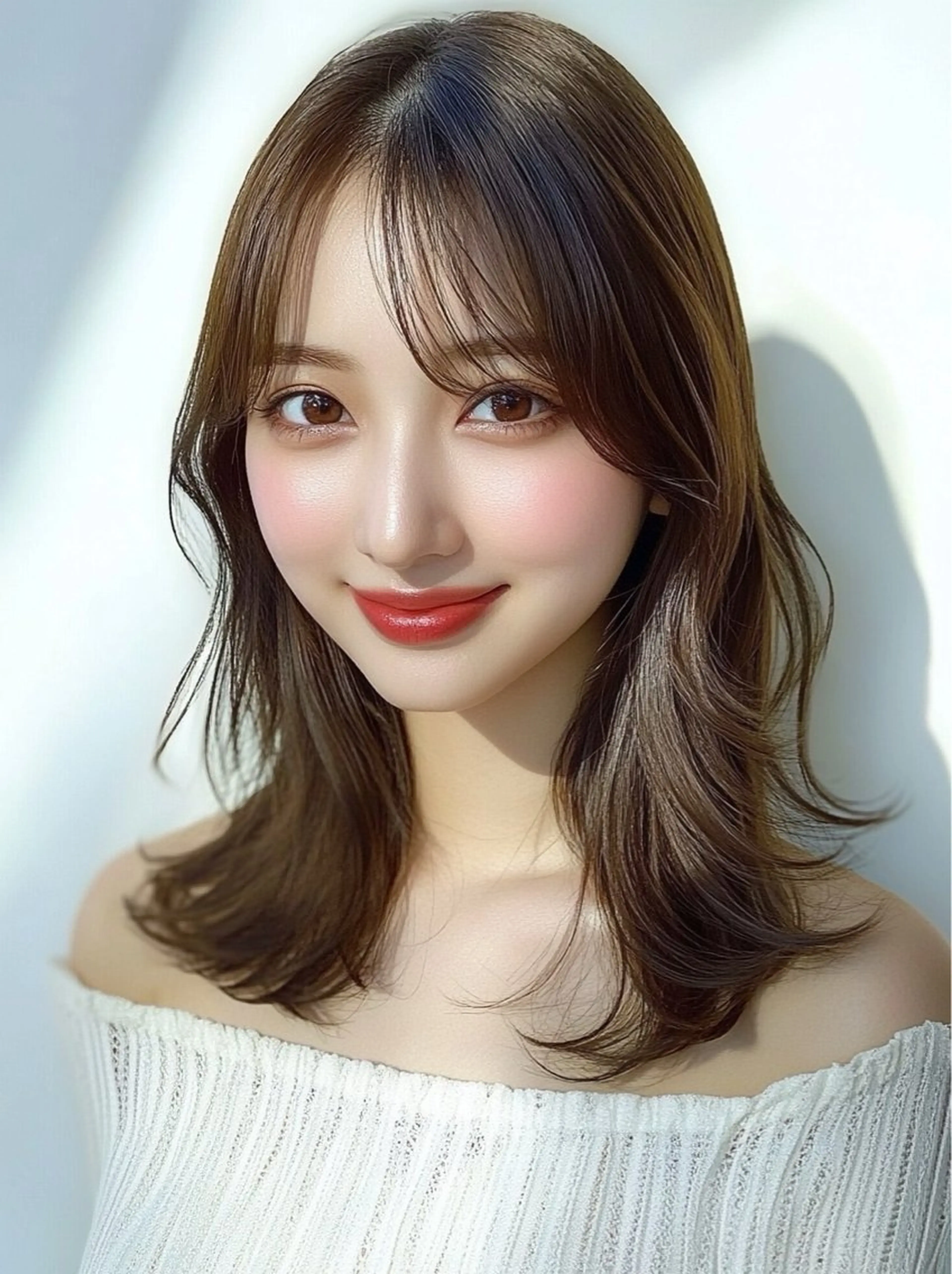 ミディアム カラー カット ヘアカラー トリートメント 顔まわり/レイヤー 🌼MIU🌼のヘアスタイル