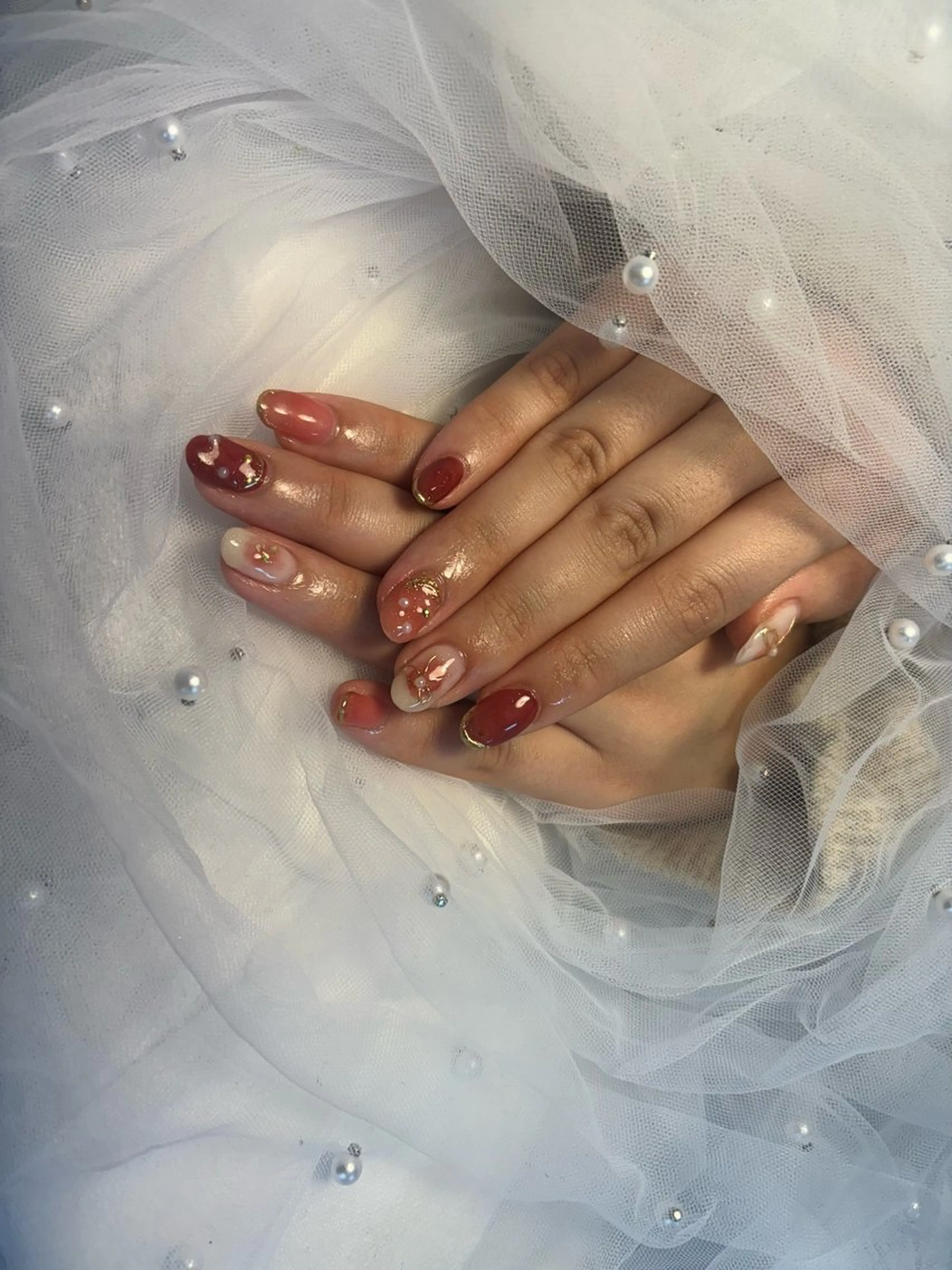 ネイル フラッシュネイル フットネイル フレンチネイル ジェルネイル ガラスフレンチ Nail salon Natulalのネイルデザイン