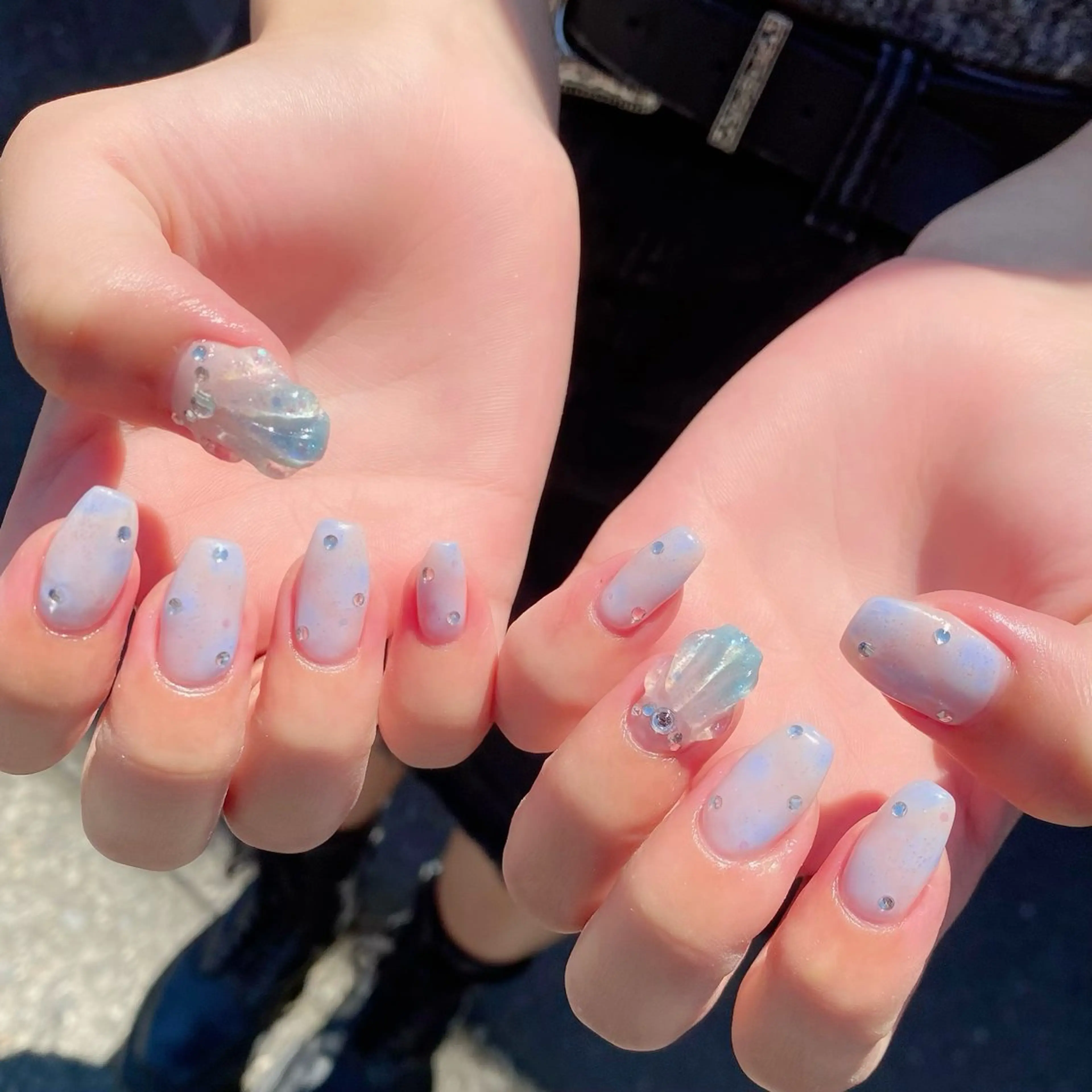 ネイル ブルー ぷっくりネイル 夏ネイル Salon Ｋのネイルデザイン