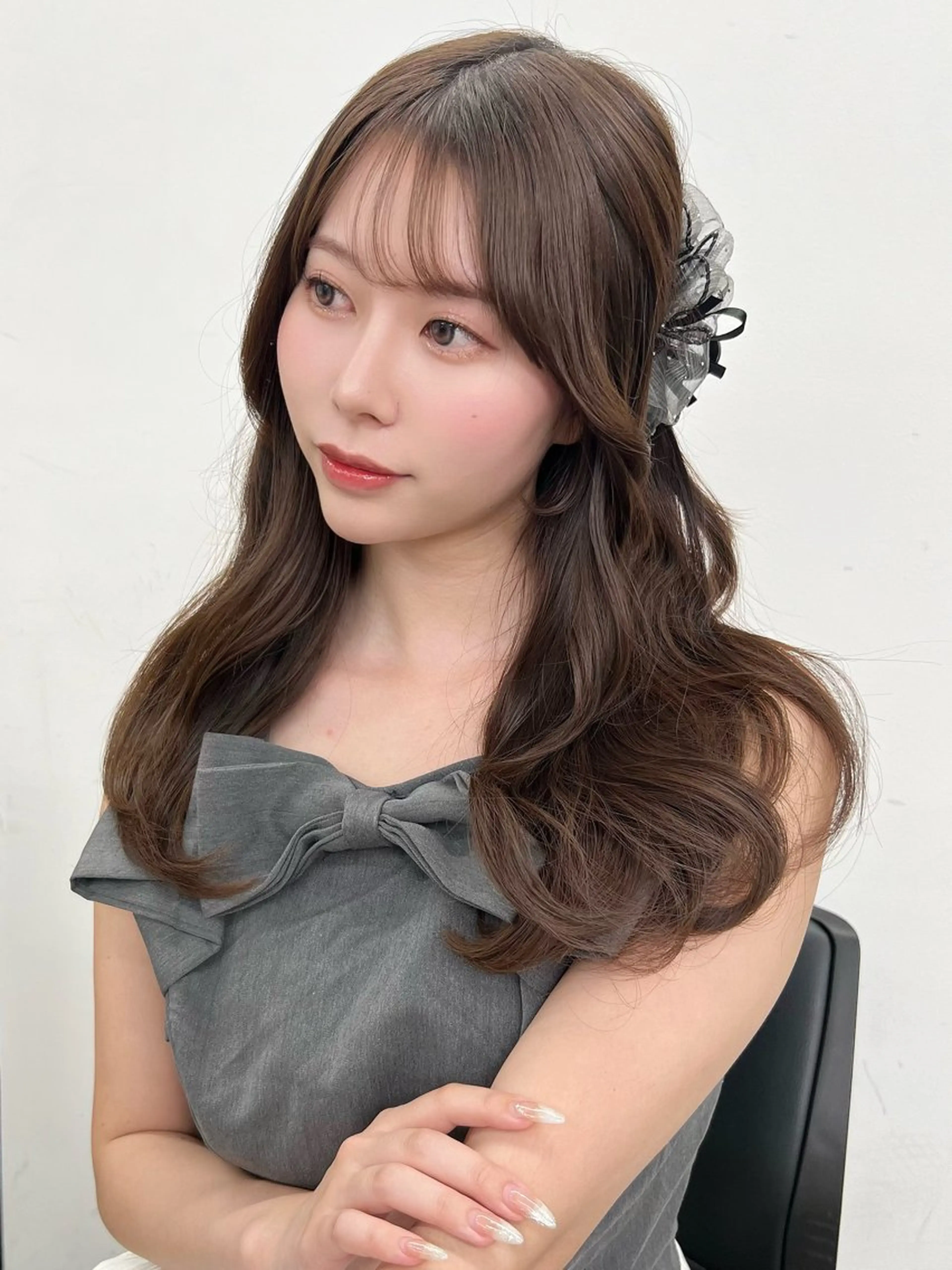 セミロング カラー ブラウンカラー チョコレートブラウン ヘアカラー ヘアセット 盛れる顔周り×ピンク Risa🎀のヘアスタイル