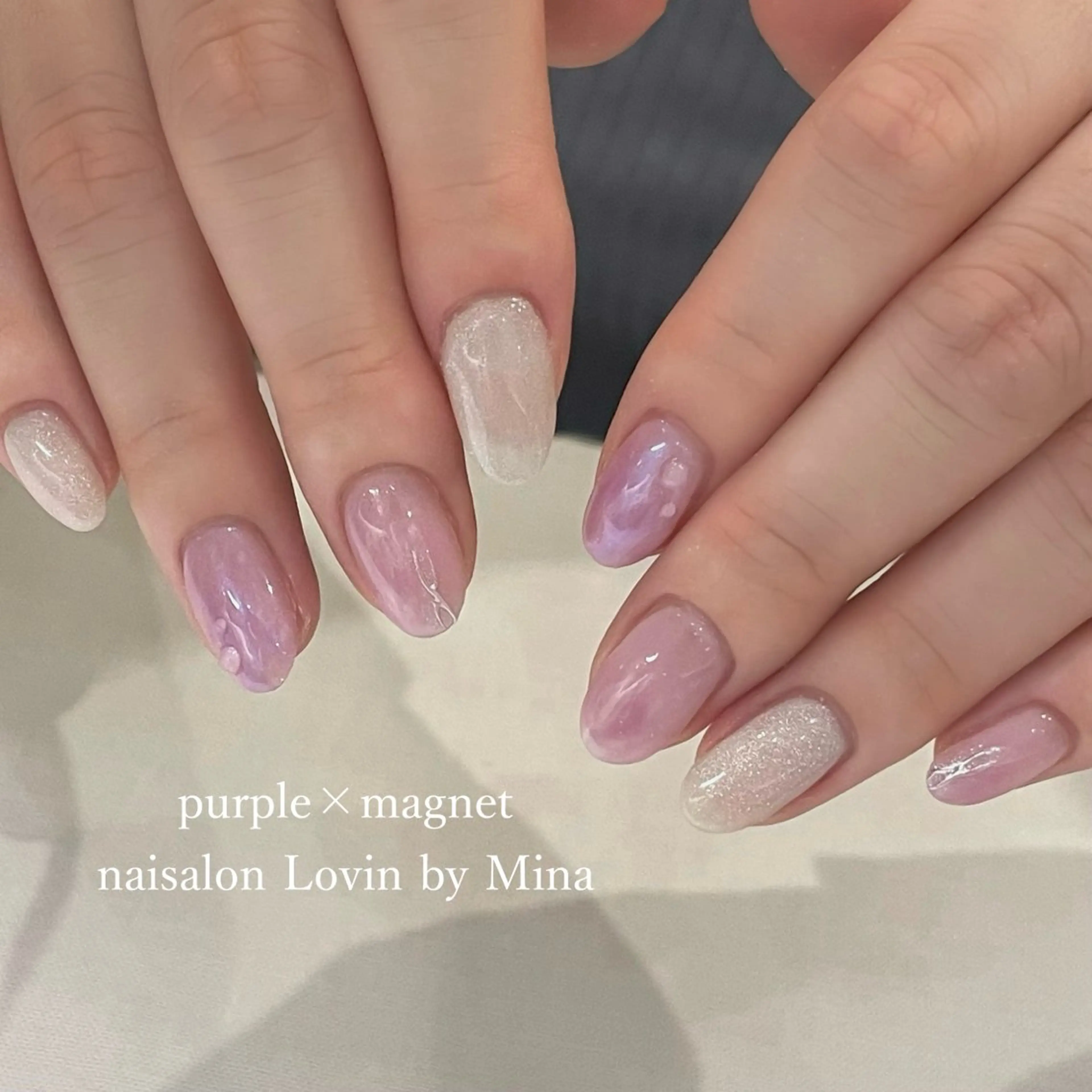 ネイル ジェルネイル マグネットネイル ニュアンスネイル オフィスネイル パラジェル パラジェルプレミアムサロン nail care &spa Lovin［ラヴィン］所属・Azegami Minaのネイルデザイン