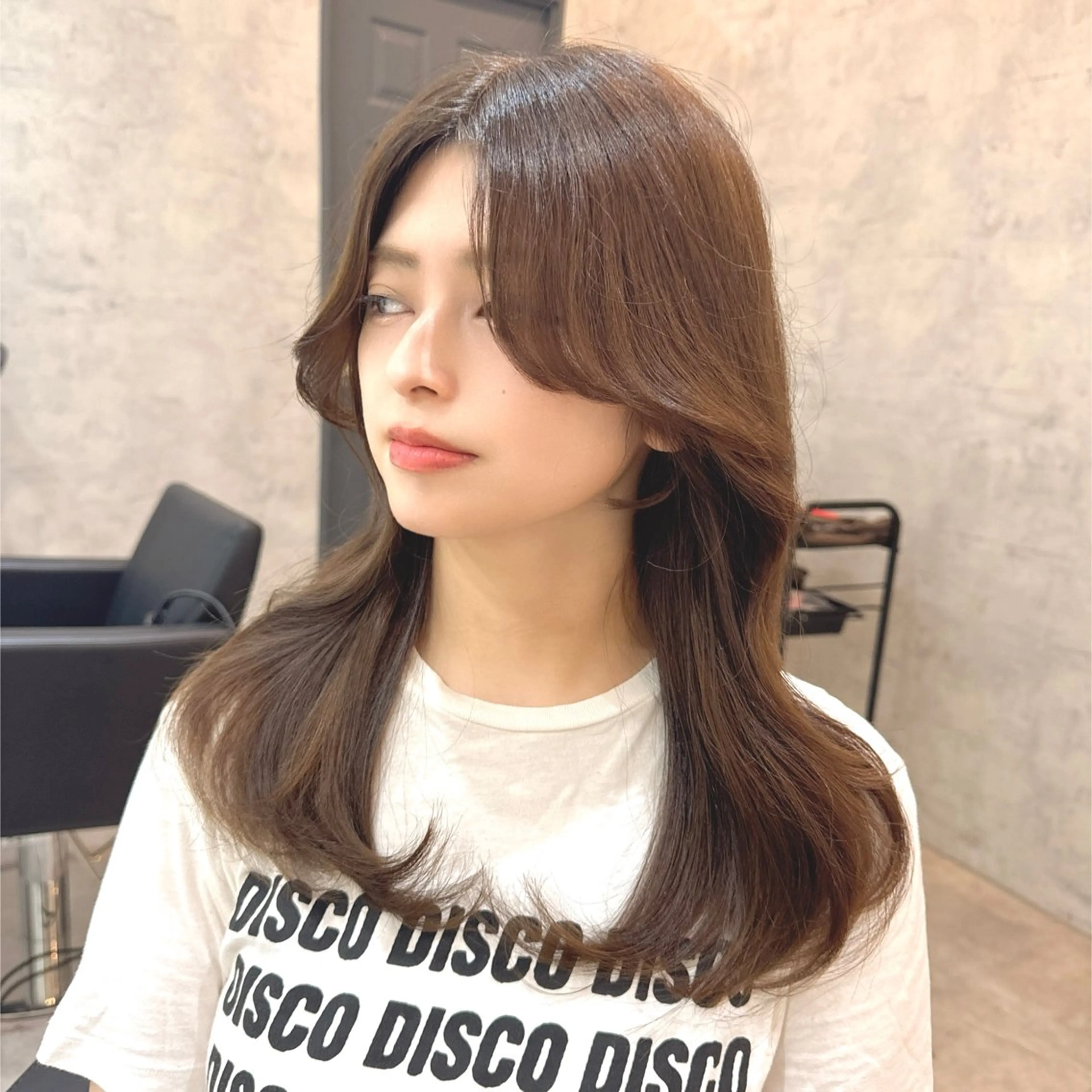 セミロング 顔周りカット レイヤーカット 森 隆秀/韓国ヘアのヘアスタイル