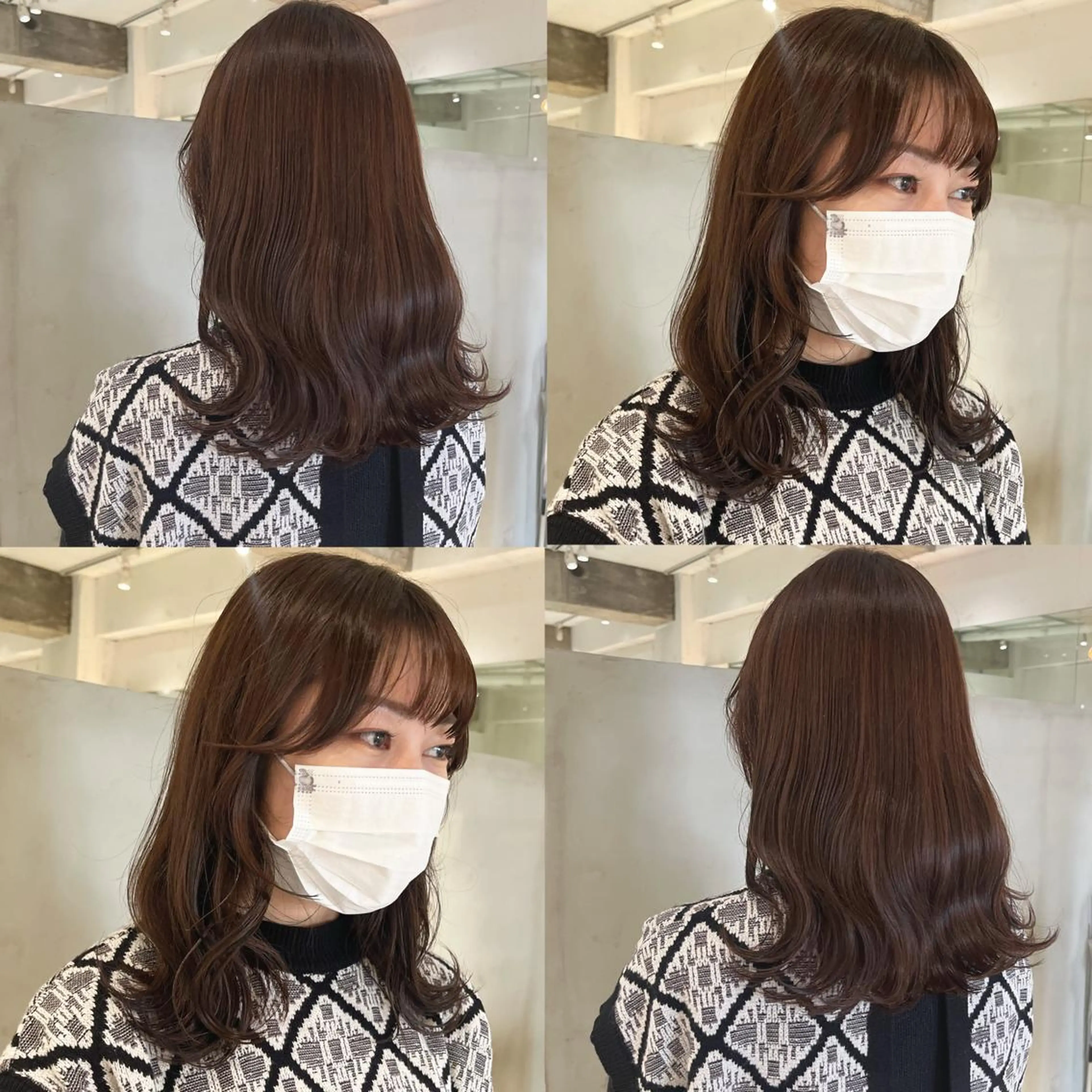 セミロング カラー ベージュカラー ブラウンカラー ブラウンベージュ くすみブラウン マロンブラウン ヘアカラー トリートメント ヘッドスパ ヘアセット カジュアルを女っぽく 𝗮𝘆𝗮𝗰𝗼のヘアスタイル