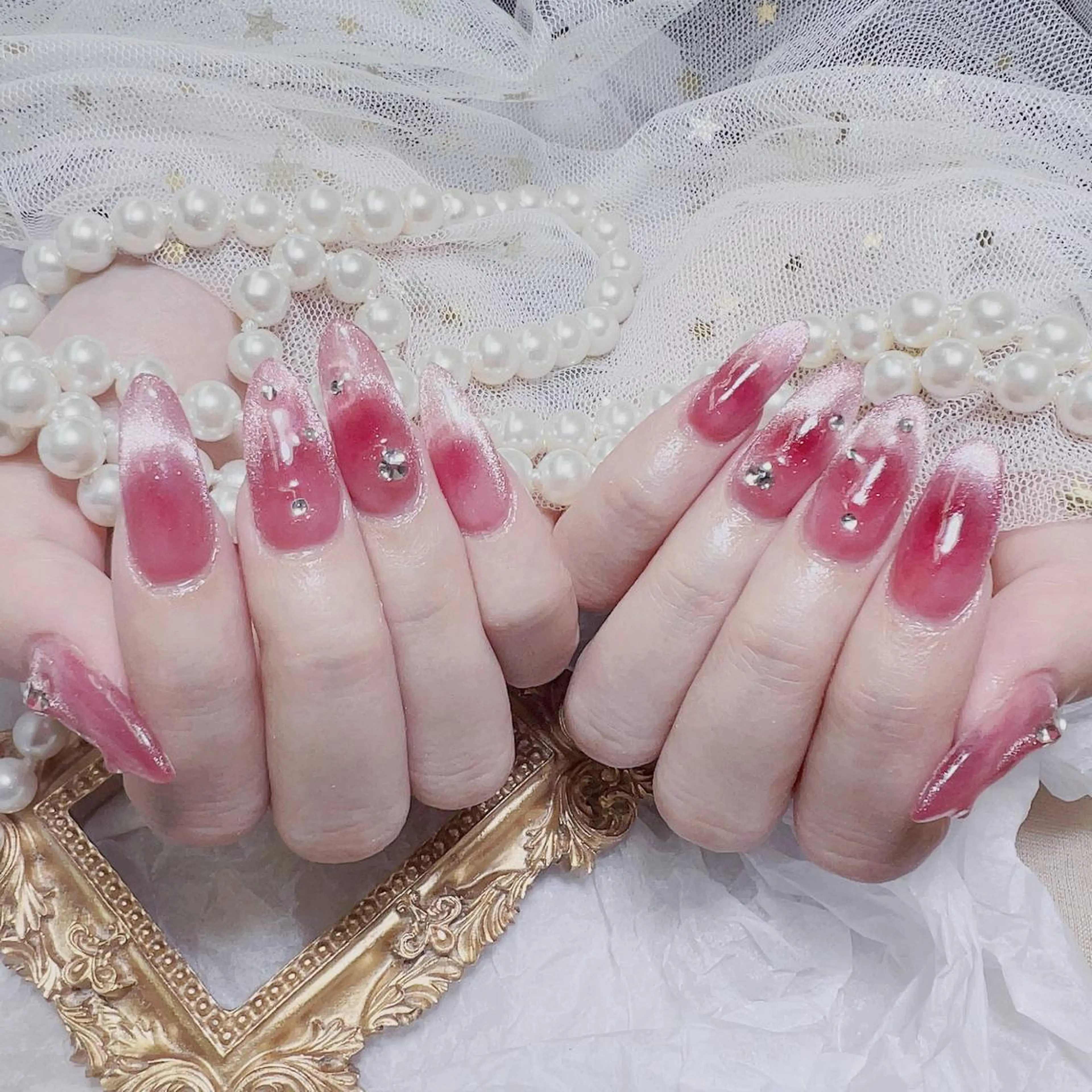 ネイル オーロラネイル チークネイル 長さ出し フレンチネイル ジェルネイル MUSES  NAIL  SALON所属・MUSES ネイルのネイルデザイン