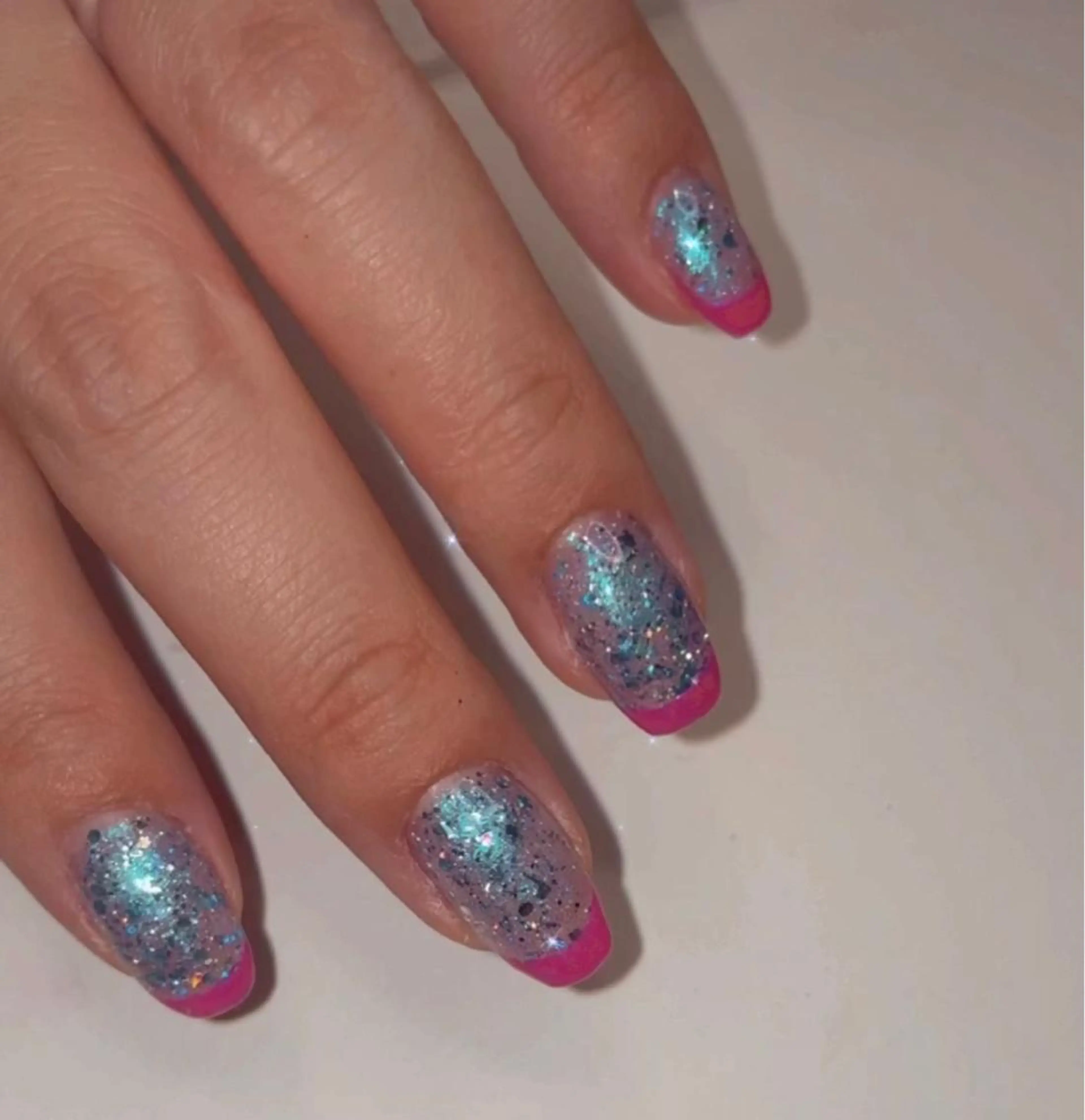 ネイル フレンチネイル ラメ(グリッター) ピンク Ri-e's nailのネイルデザイン