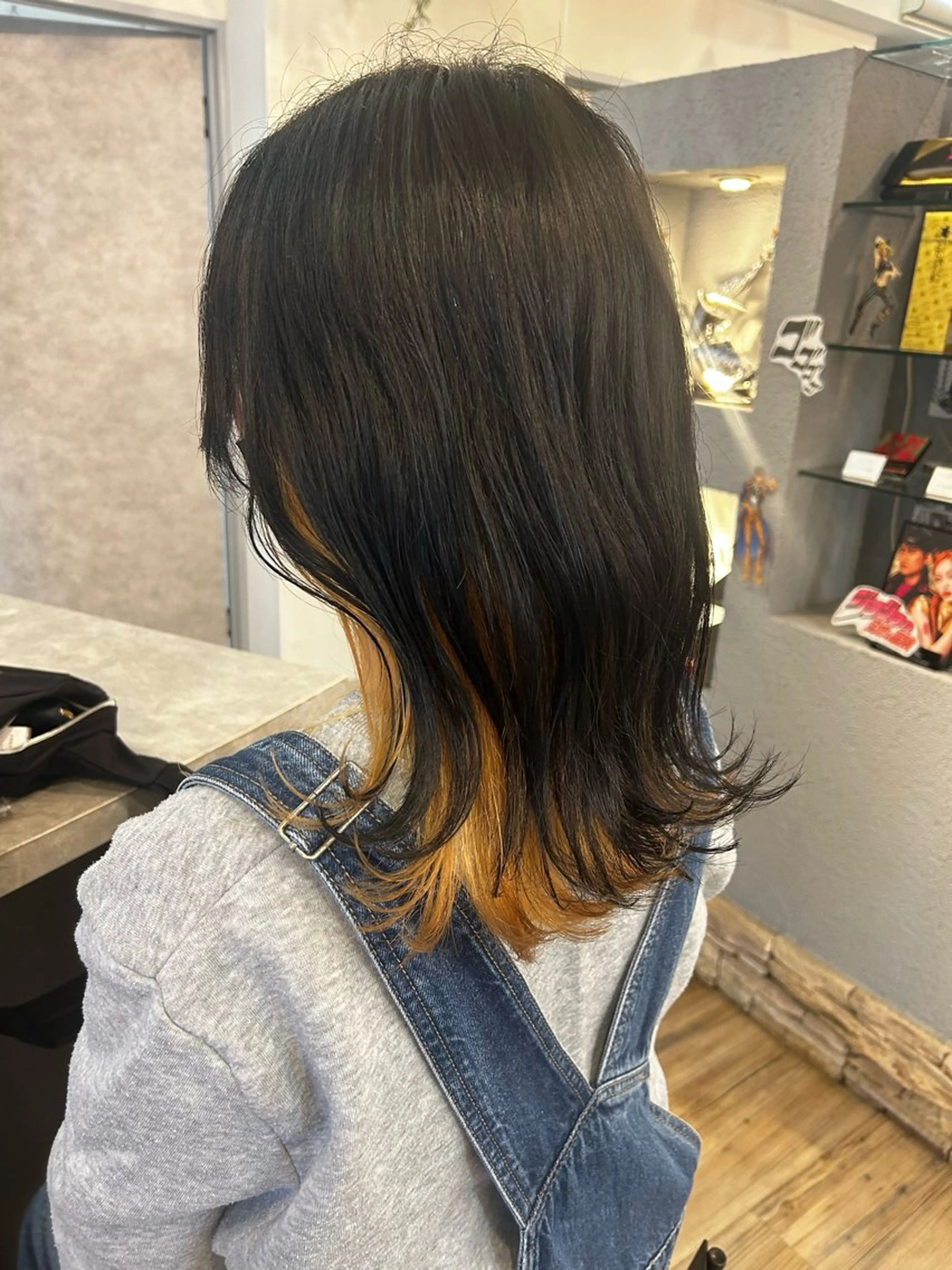 セミロング カラー ミナミ🩰デサインカ ラー♡ヘアセットのヘアスタイル