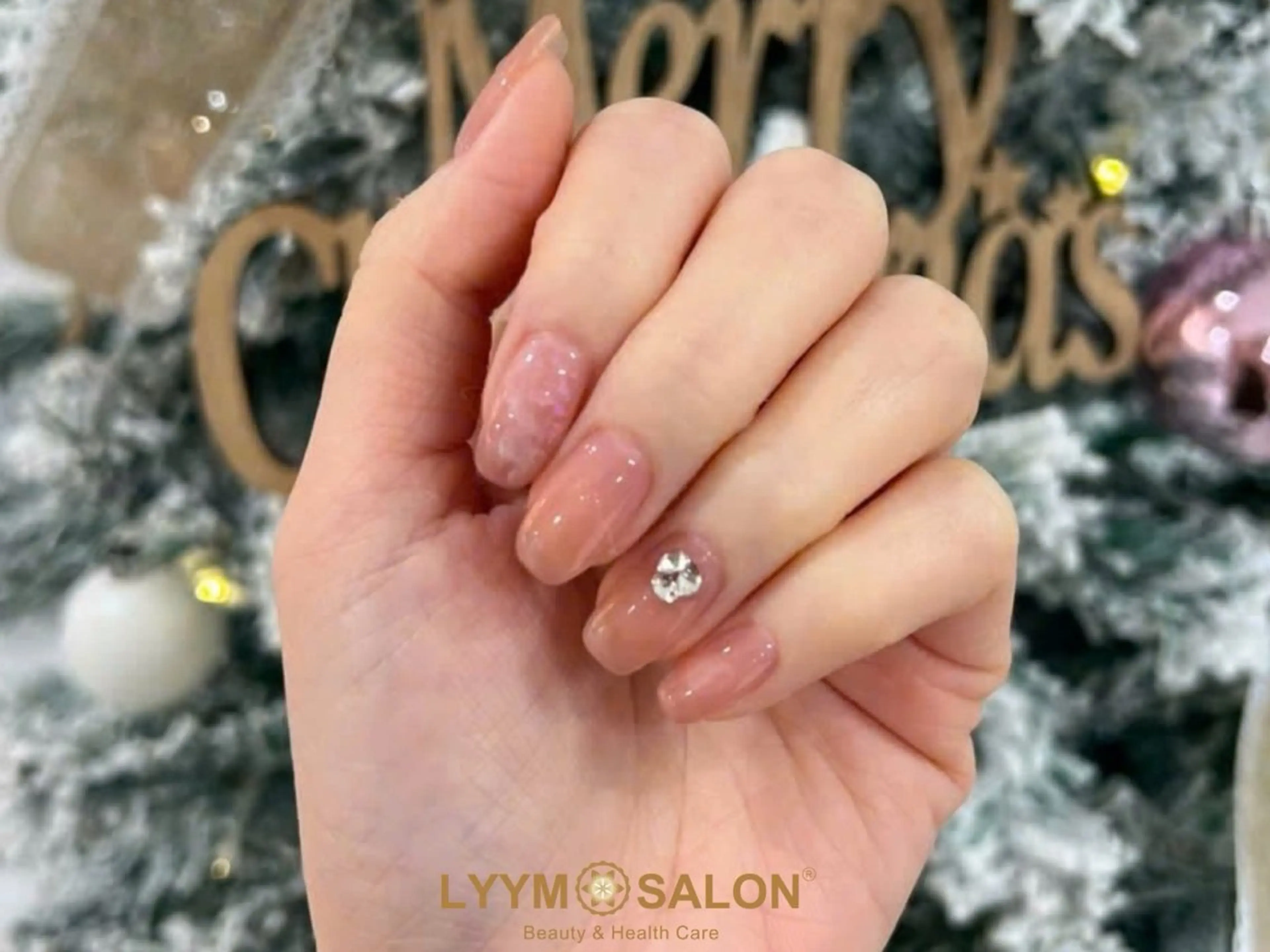 ネイル 韓国ネイル シンプルネイル ストーンネイル 冬ネイル クリスマス ハンドネイル LYYM Salonのネイルデザイン