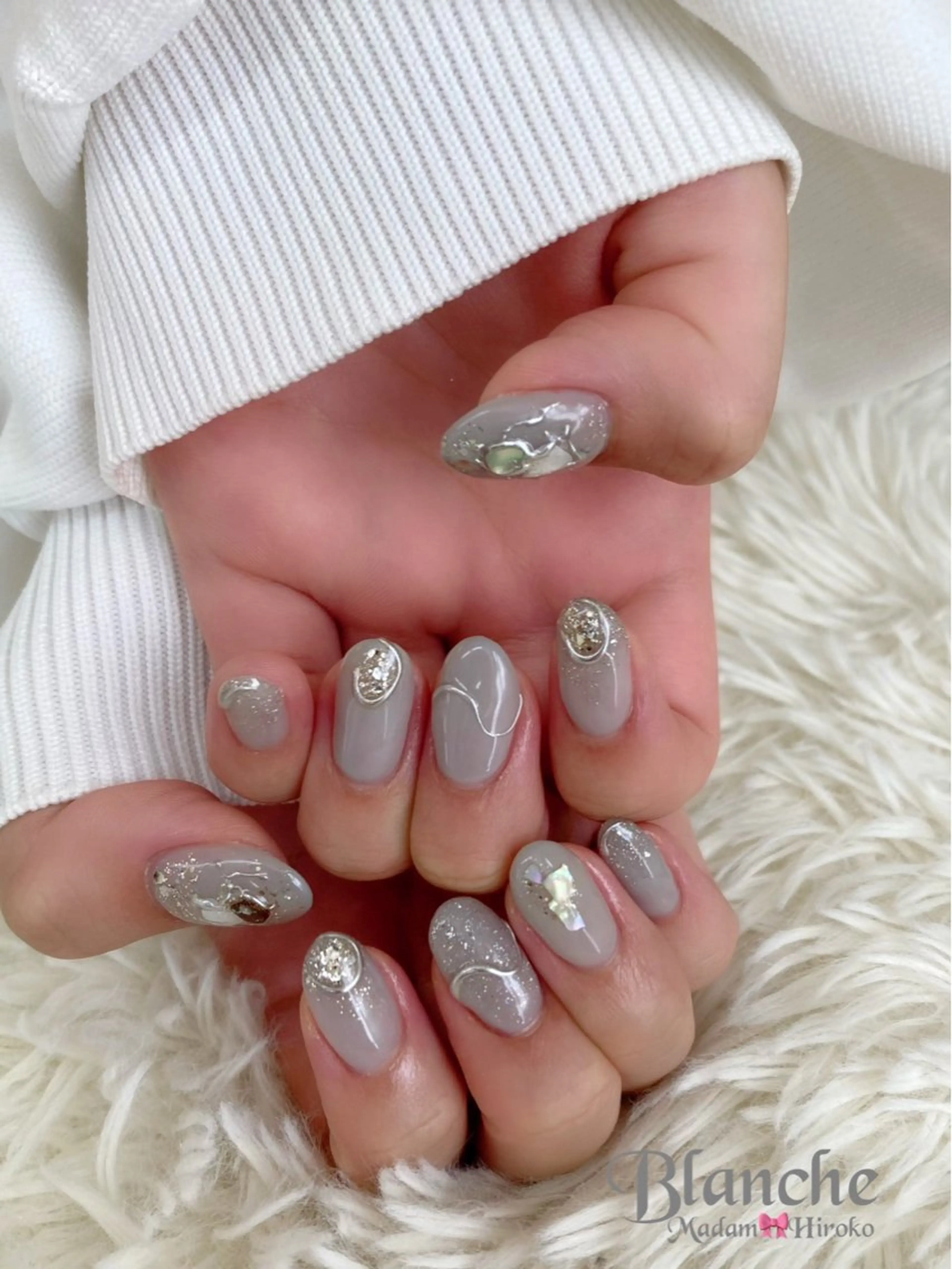 ネイル ラメ(グリッター) ミラーネイル Lianネイル 寛子Lianのネイルデザイン