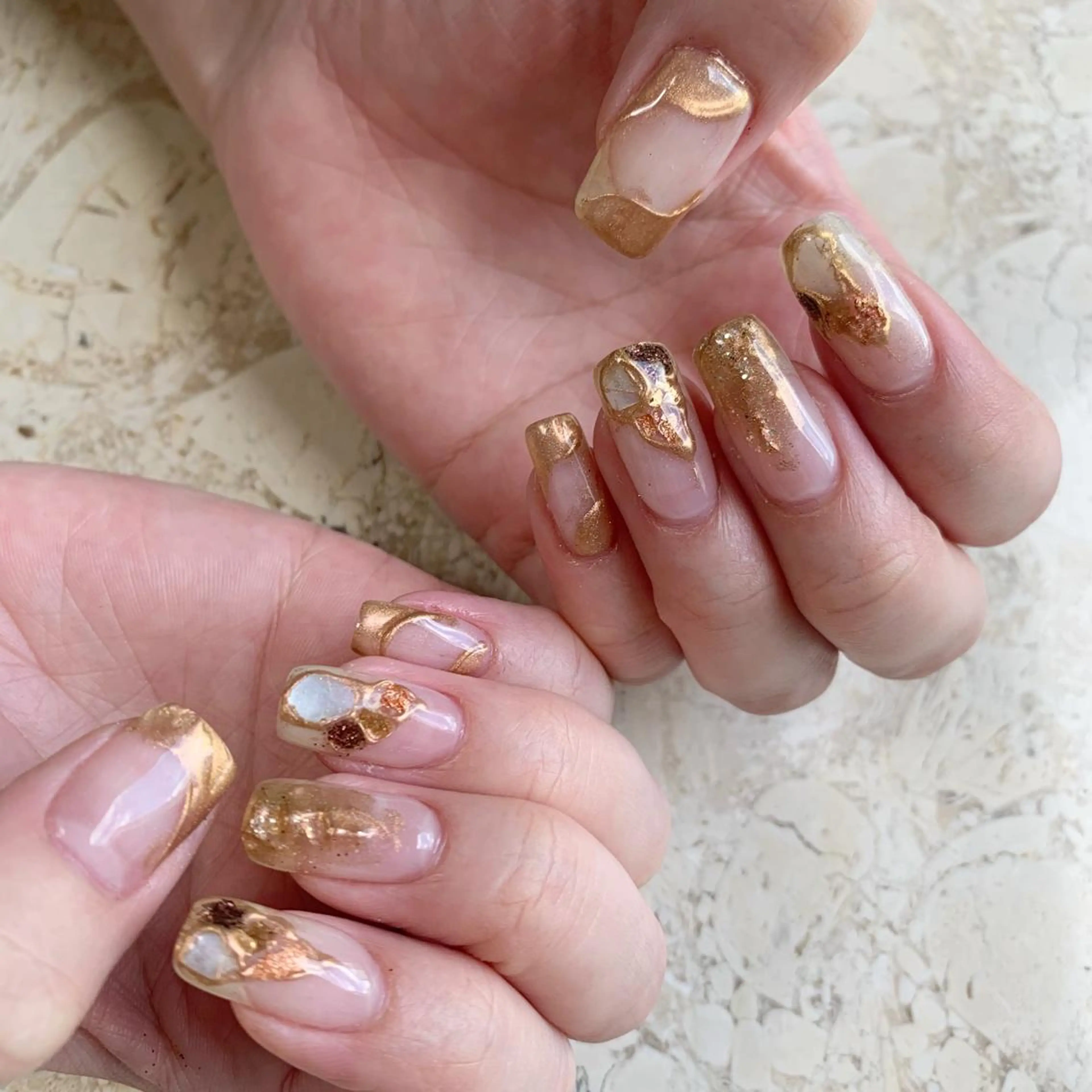 ネイル ジェルネイル ミラーネイル ニュアンスネイル パラジェル 春ネイル ハンドネイル フットネイル nail salon mieux(ミュー)のネイルデザイン
