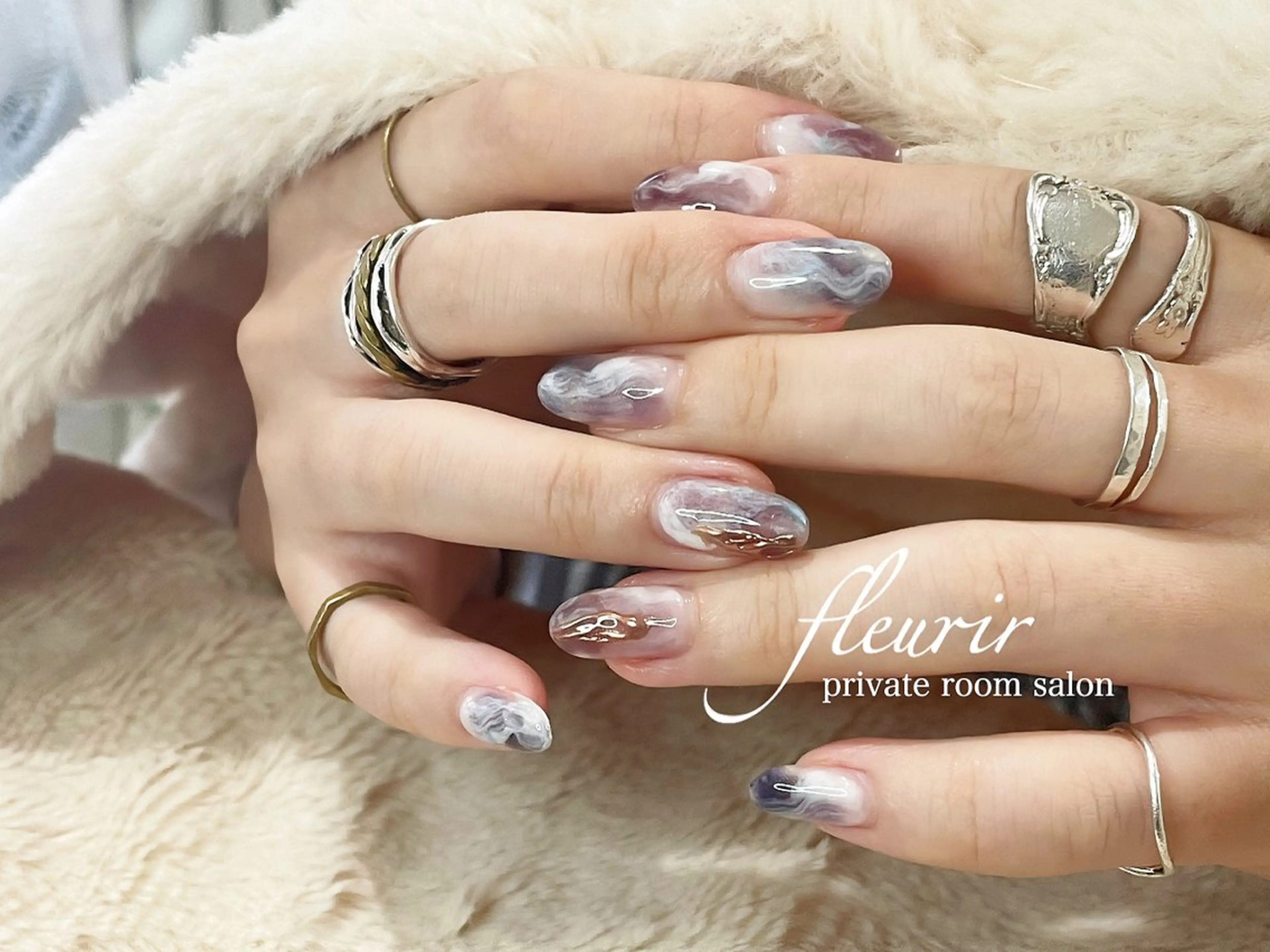 ネイル アートネイル ミラーネイル ニュアンスネイル フルリール 【プライベートサロンのネイルデザイン
