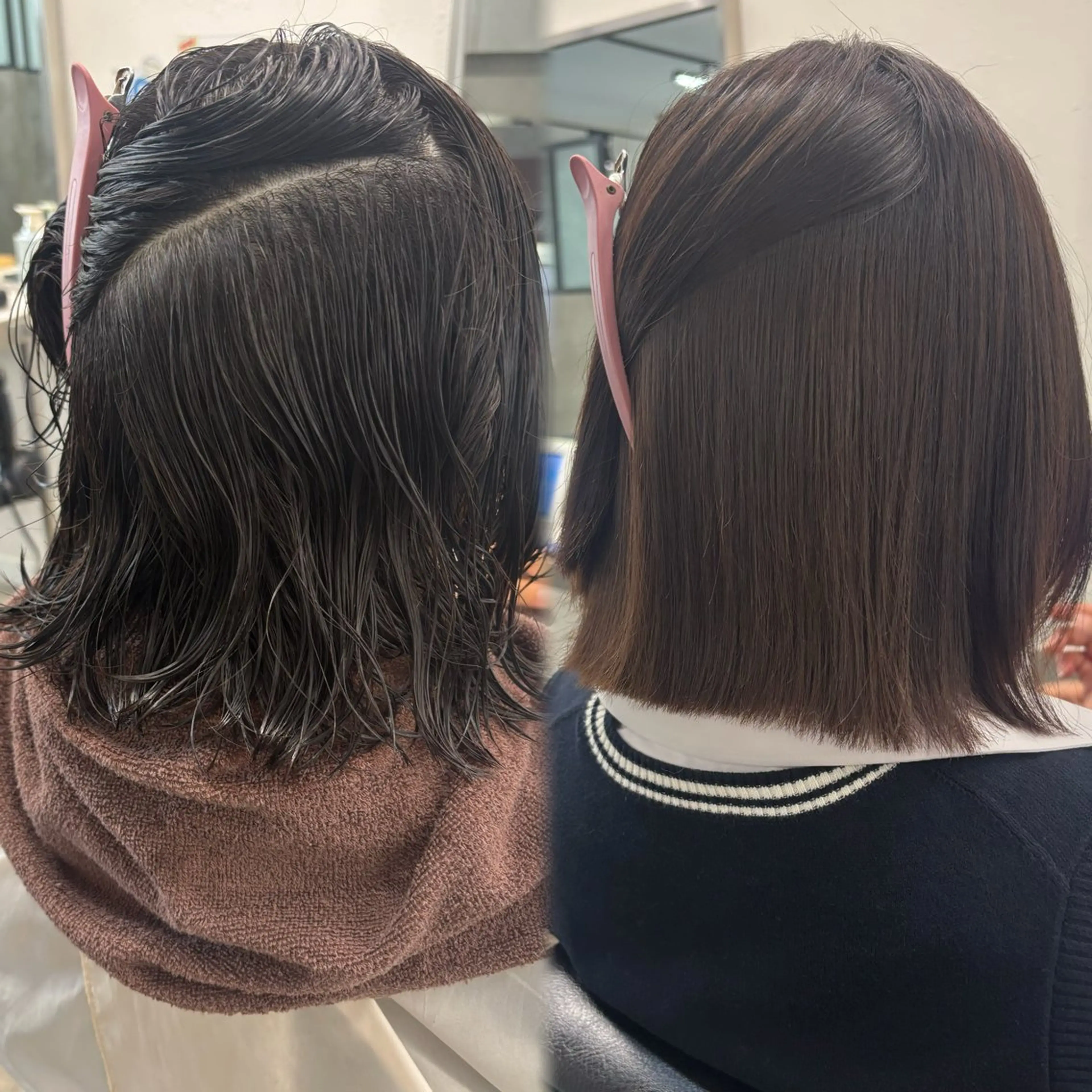 ミディアム 髪質改善/縮毛矯正/ 暖色カラー🎀🪞のヘアスタイル